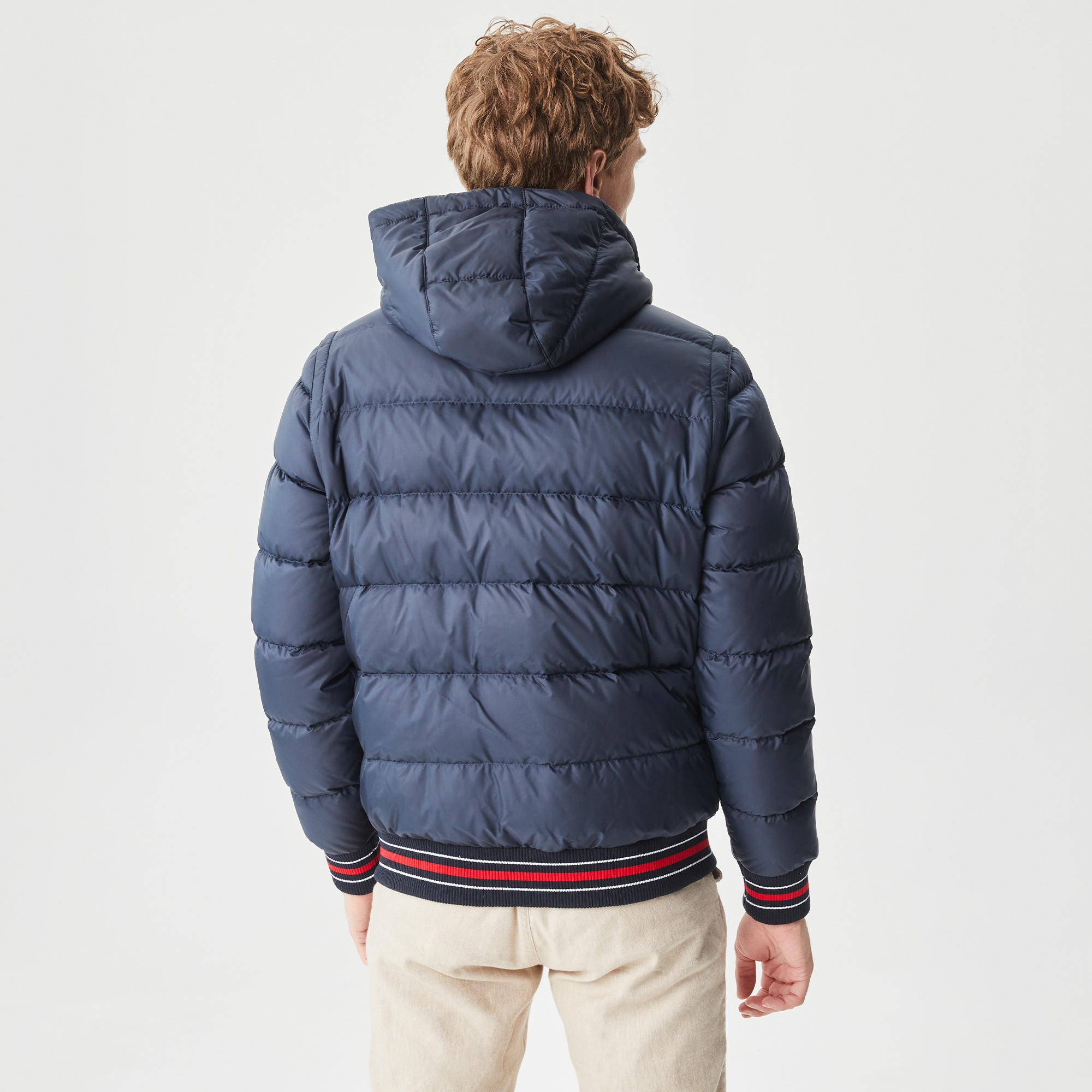 Lacoste Erkek Kapüşonlu Kapitone Lacivert Şişme Mont