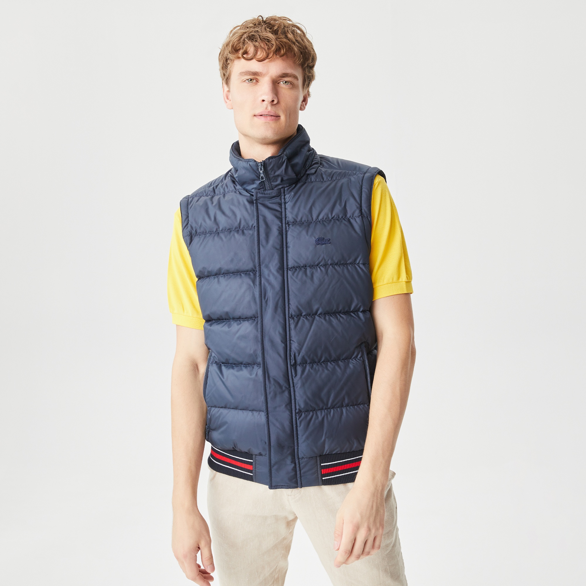 Lacoste Erkek Kapüşonlu Kapitone Lacivert Şişme Mont