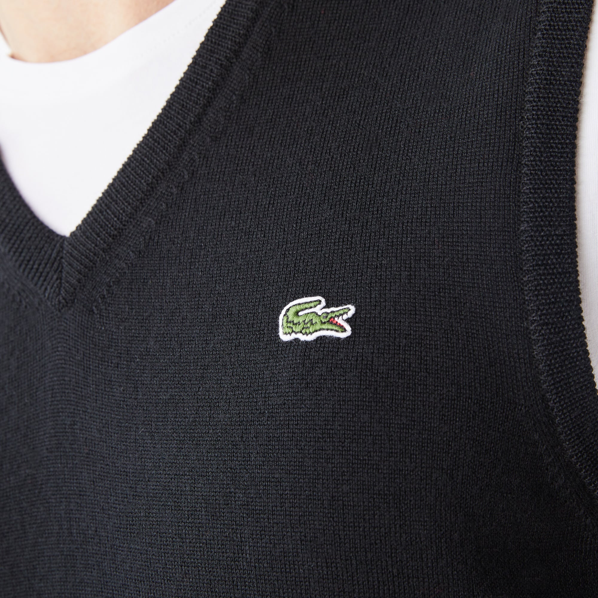 Lacoste Erkek V Yaka Yün Siyah Süveter