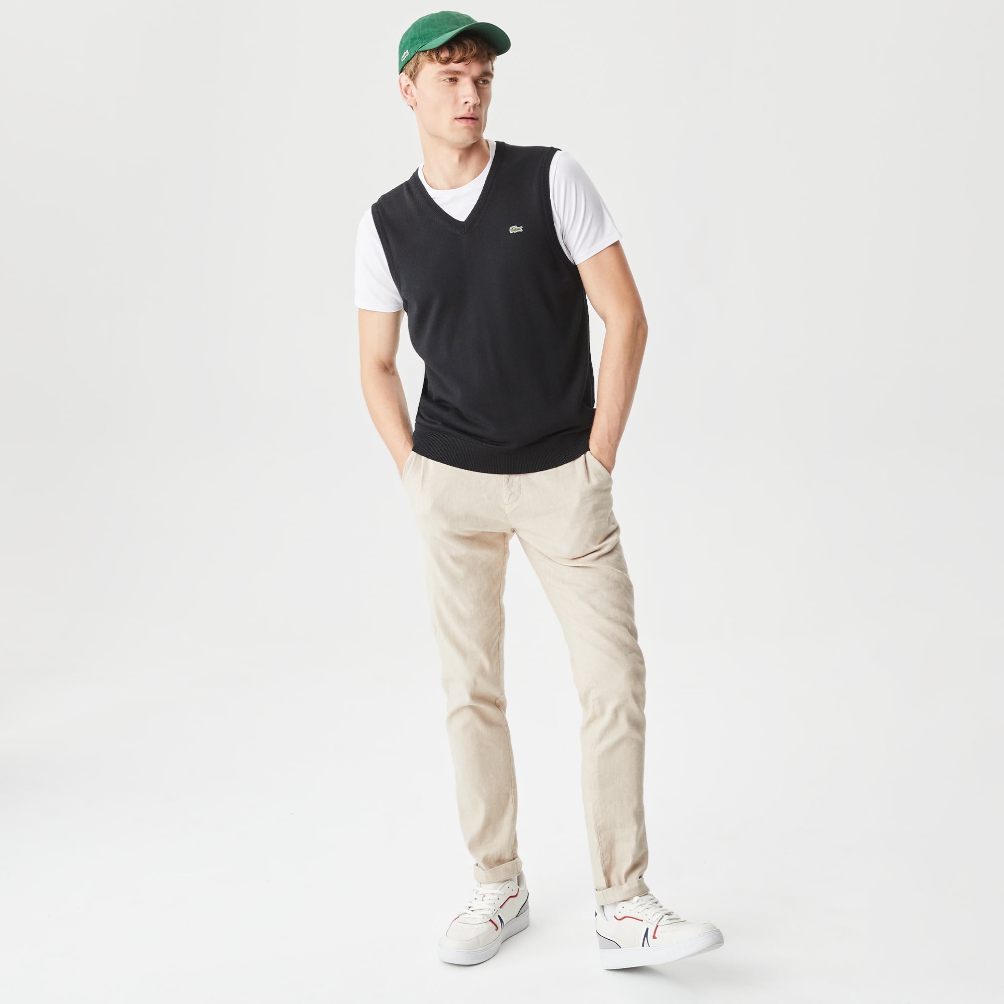 Lacoste Erkek V Yaka Yün Siyah Süveter