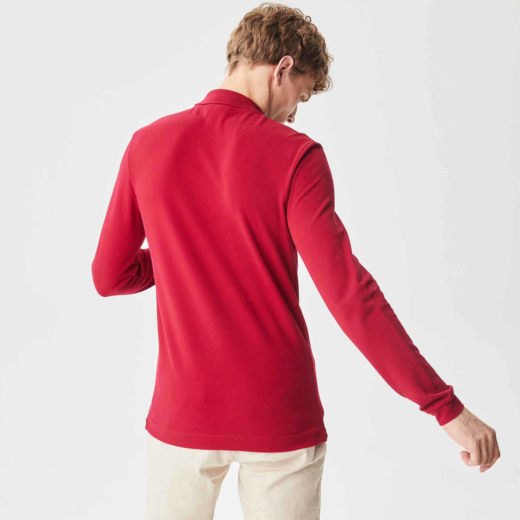 Lacoste L.12.12 Erkek Slim Fit Uzun Kollu Bordo Polo