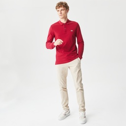 Lacoste L.12.12 Erkek Slim Fit Uzun Kollu Bordo Polo Bordo