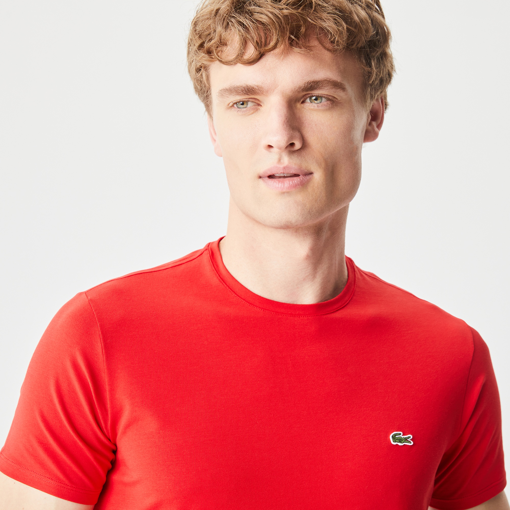 Lacoste Erkek Slim Fit Bisiklet Yaka Kırmızı T-Shirt