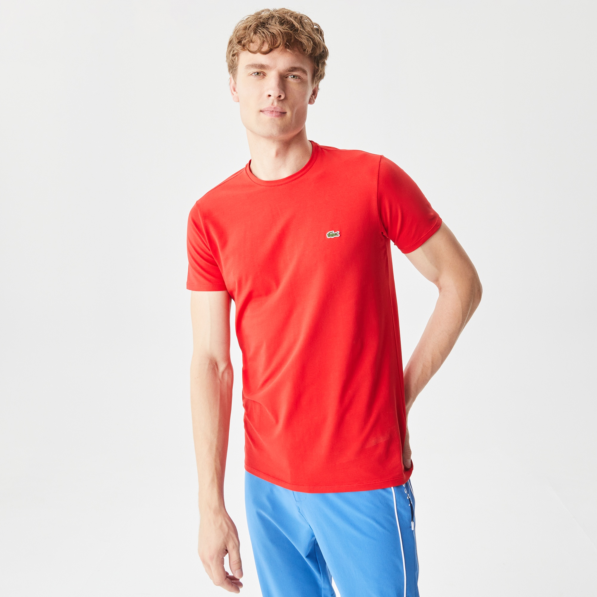 Lacoste Erkek Slim Fit Bisiklet Yaka Kırmızı T-Shirt