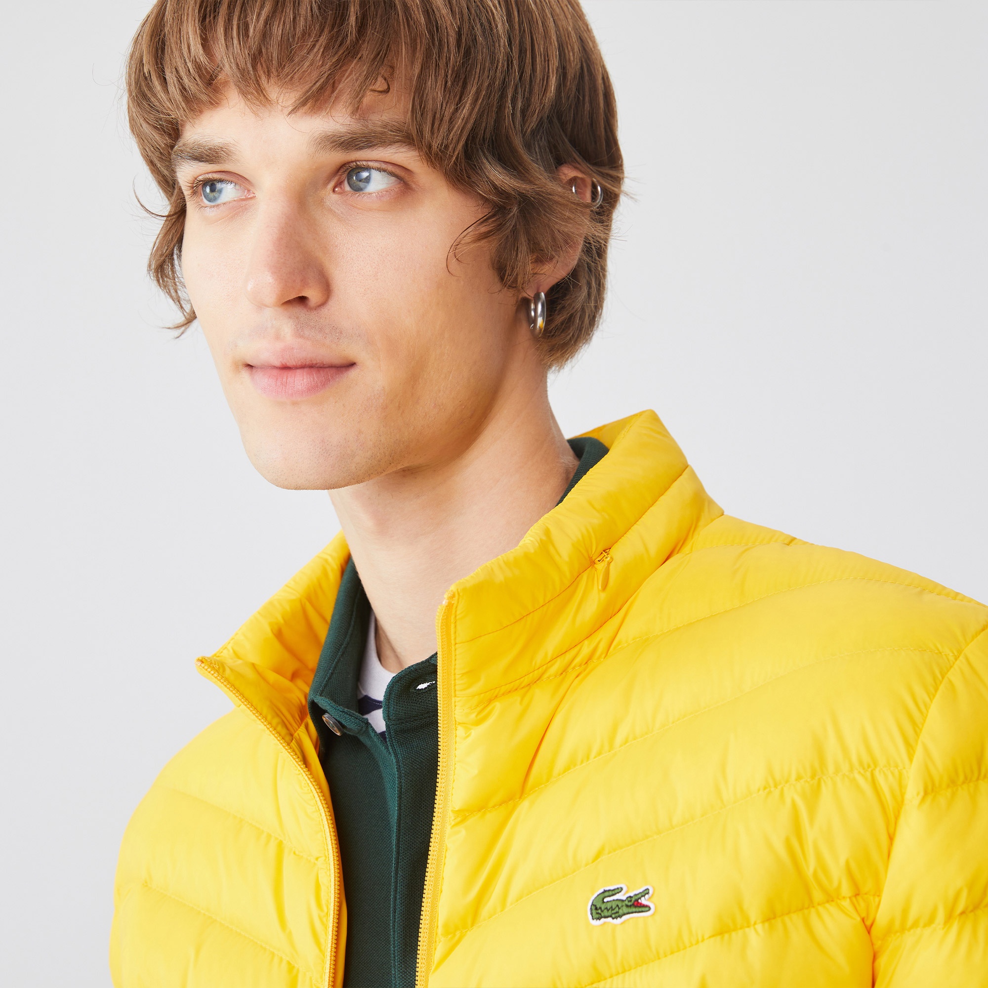 Lacoste Erkek Dik Yaka Kapitone Sarı Mont