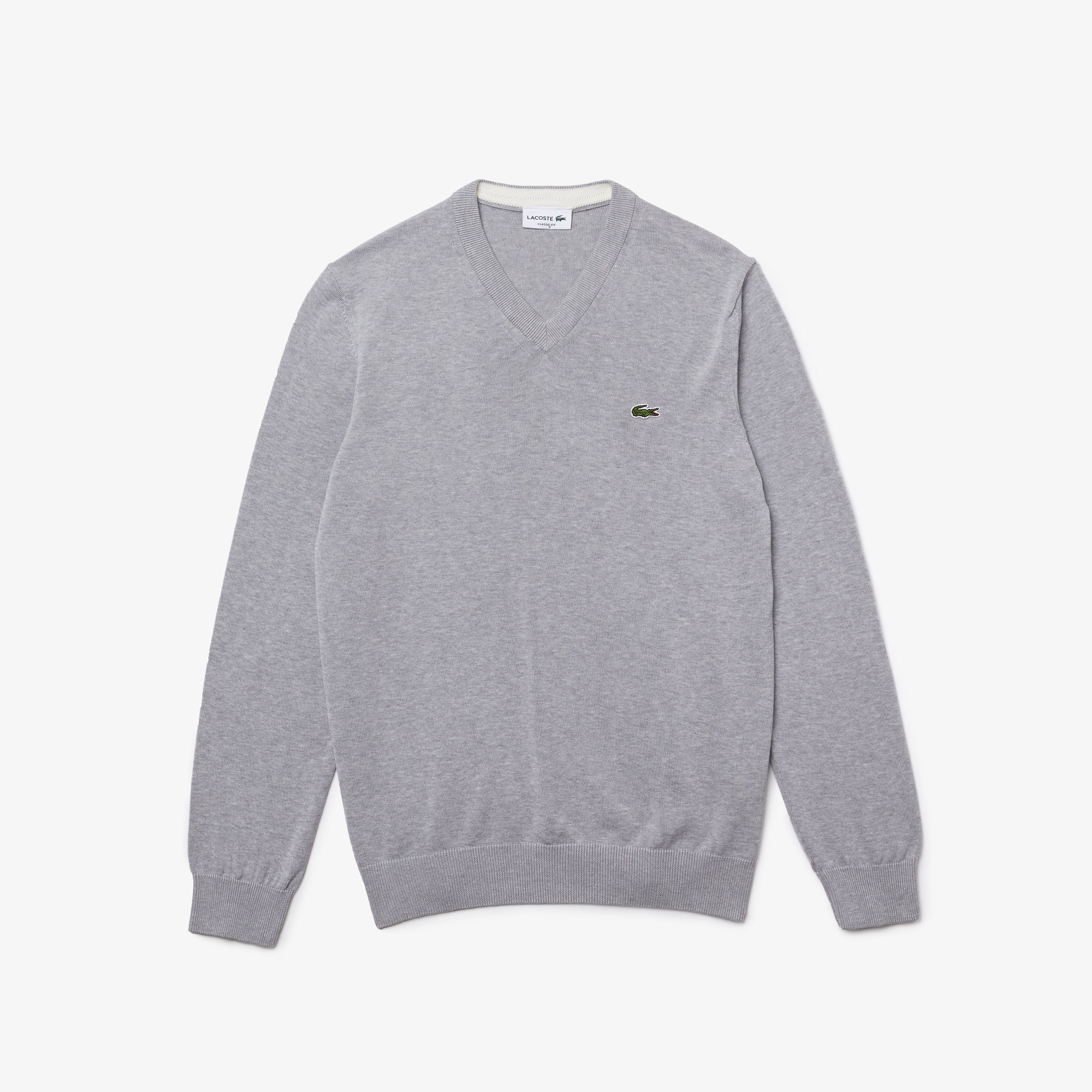 Lacoste Erkek Regular Fit V Yaka Organik Pamuk Gri Triko