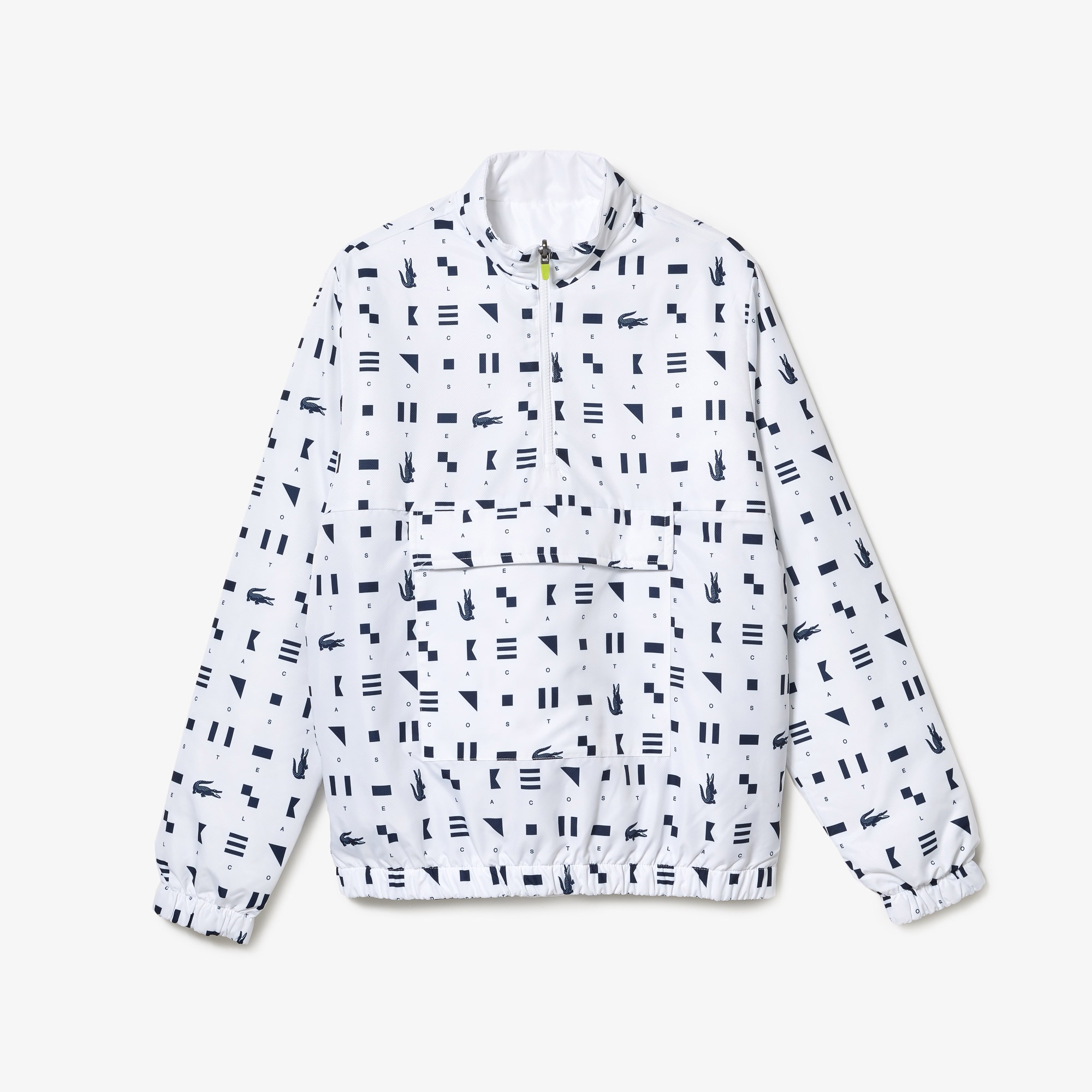 Lacoste SPORT Erkek Dik Yaka Suya Dayanıklı Çift Taraflı Baskılı Beyaz Ceket