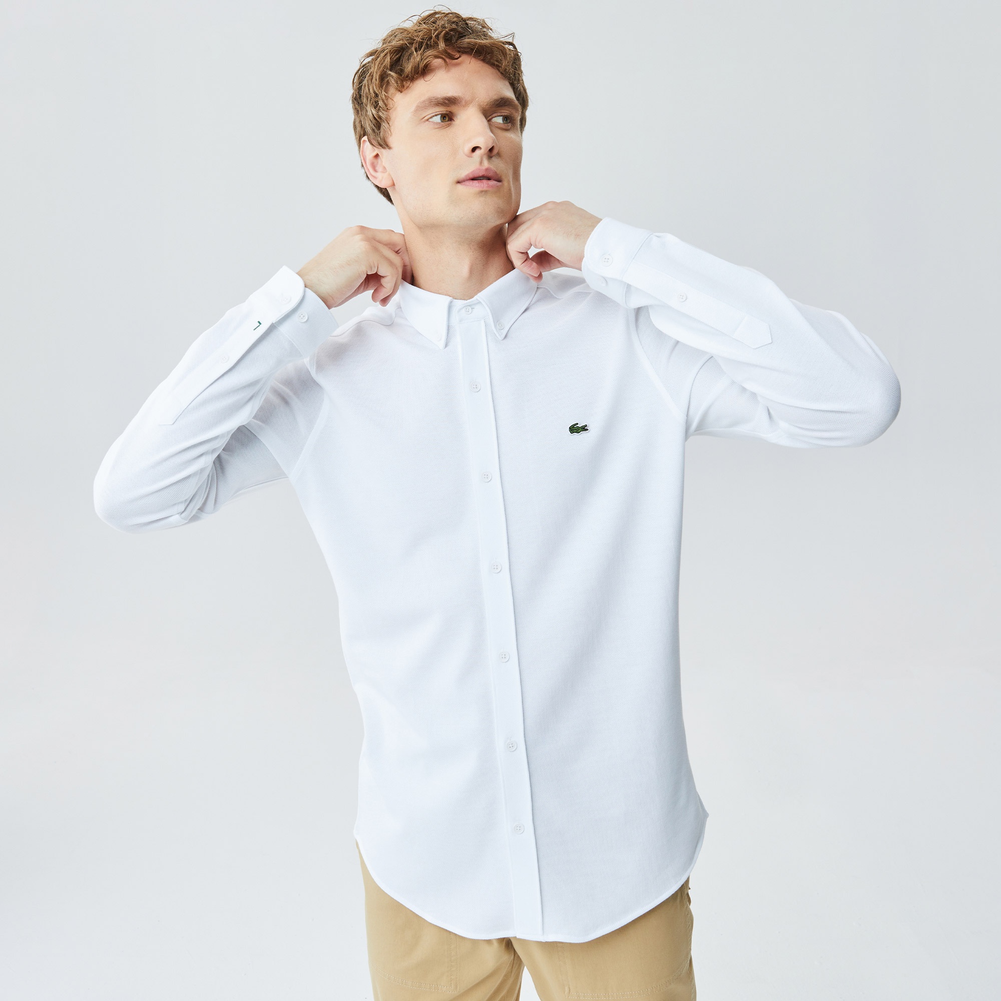 Lacoste Erkek Slim Fit Beyaz Gömlek