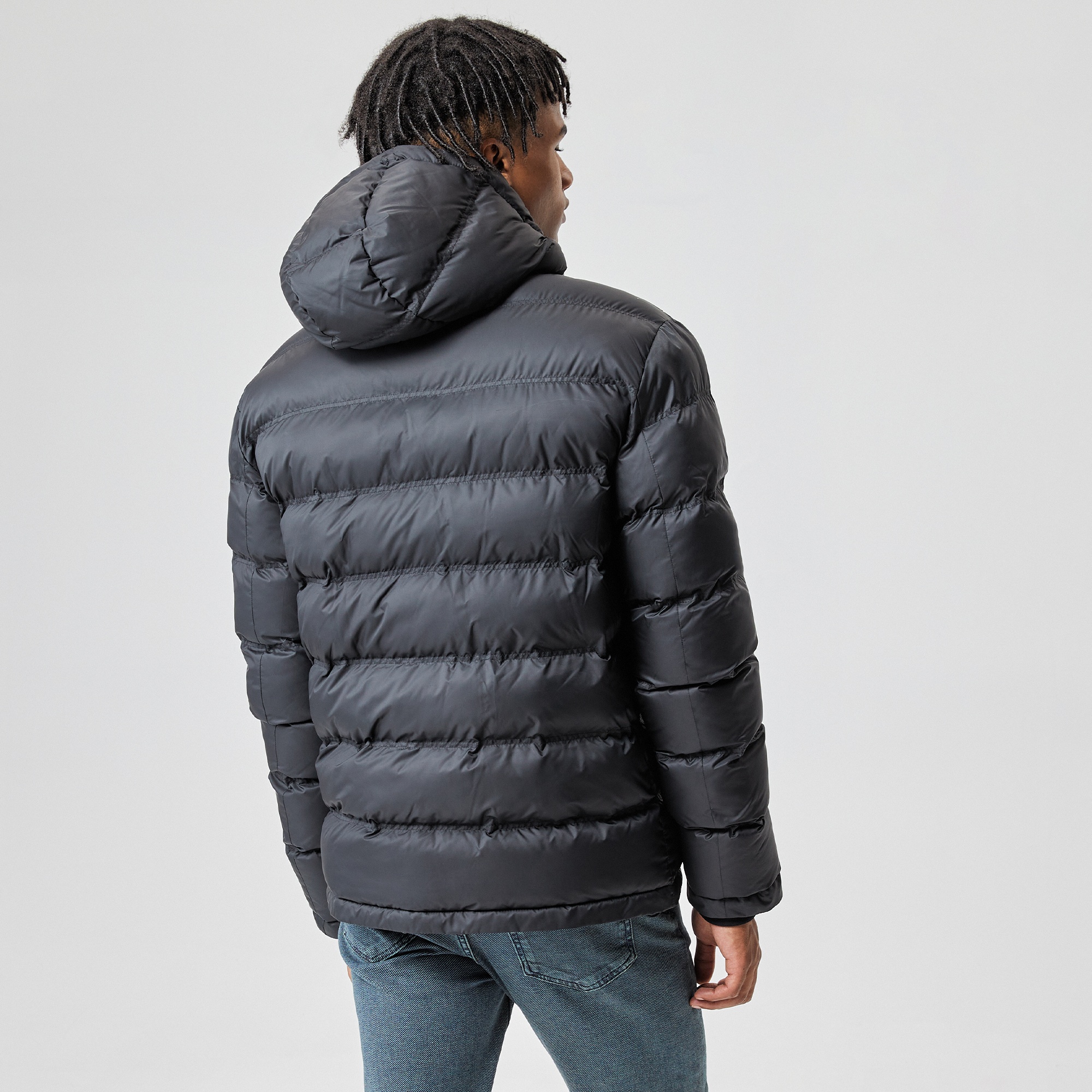 Lacoste Erkek Kapüşonlu Siyah Şişme Mont