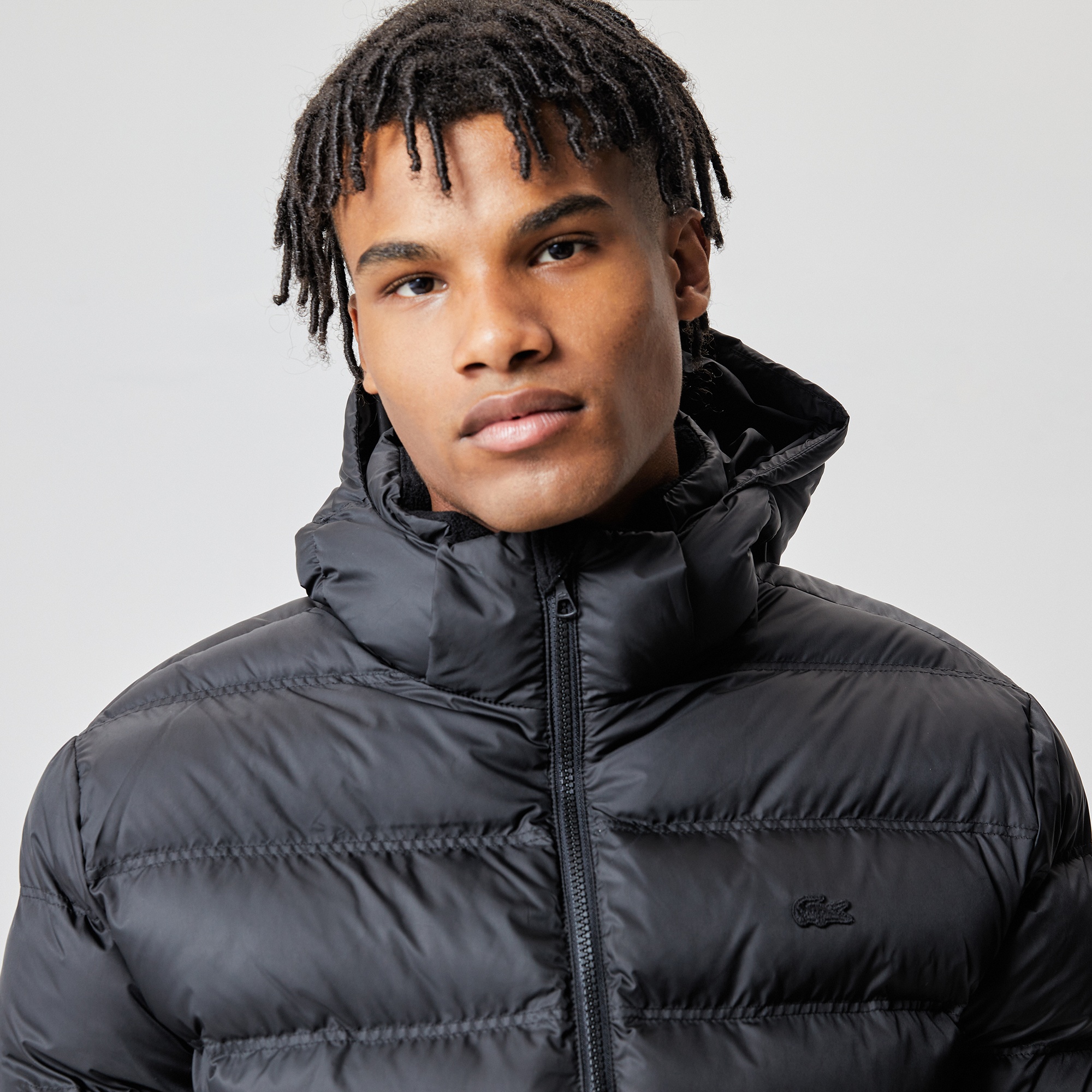 Lacoste Erkek Kapüşonlu Siyah Şişme Mont