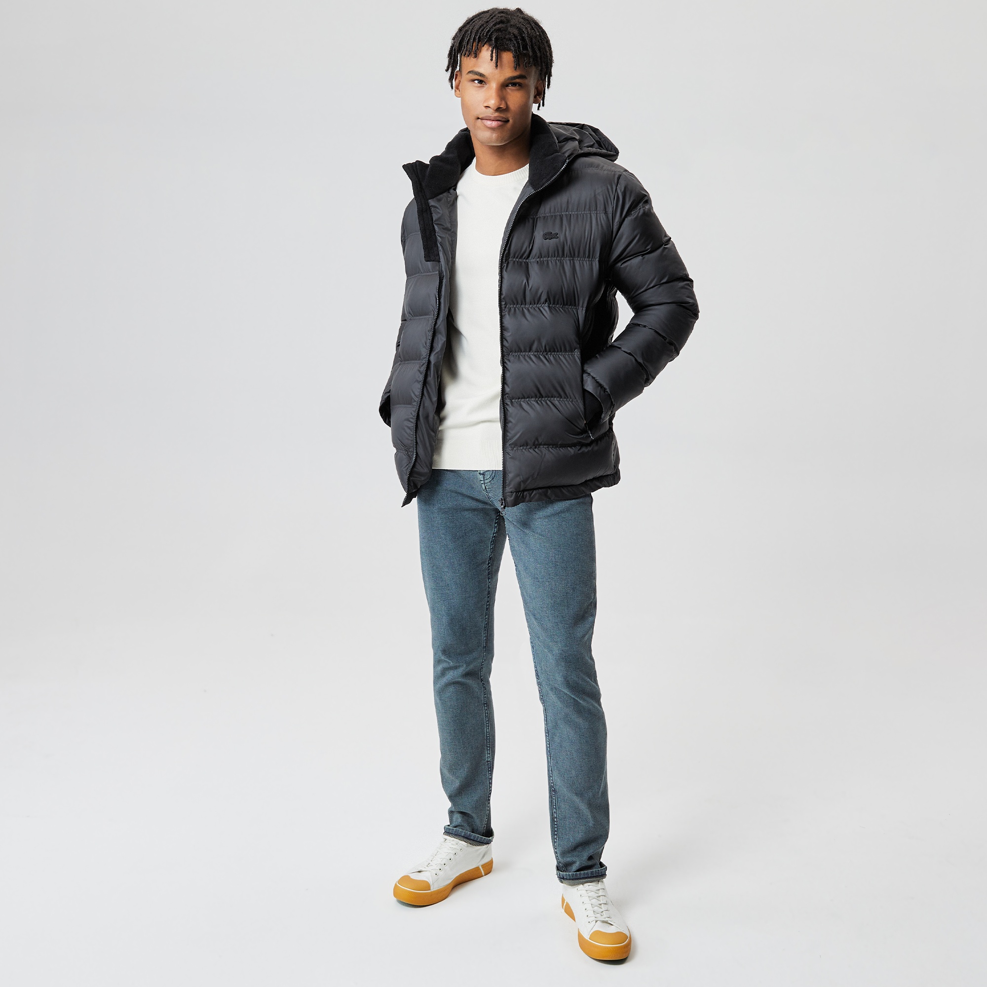 Lacoste Erkek Kapüşonlu Siyah Şişme Mont