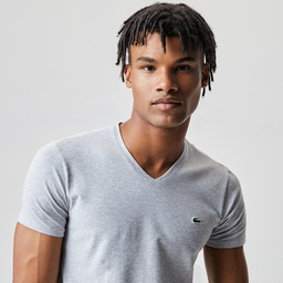 Lacoste Erkek Slim Fit V Yaka Gri T-Shirt Gri