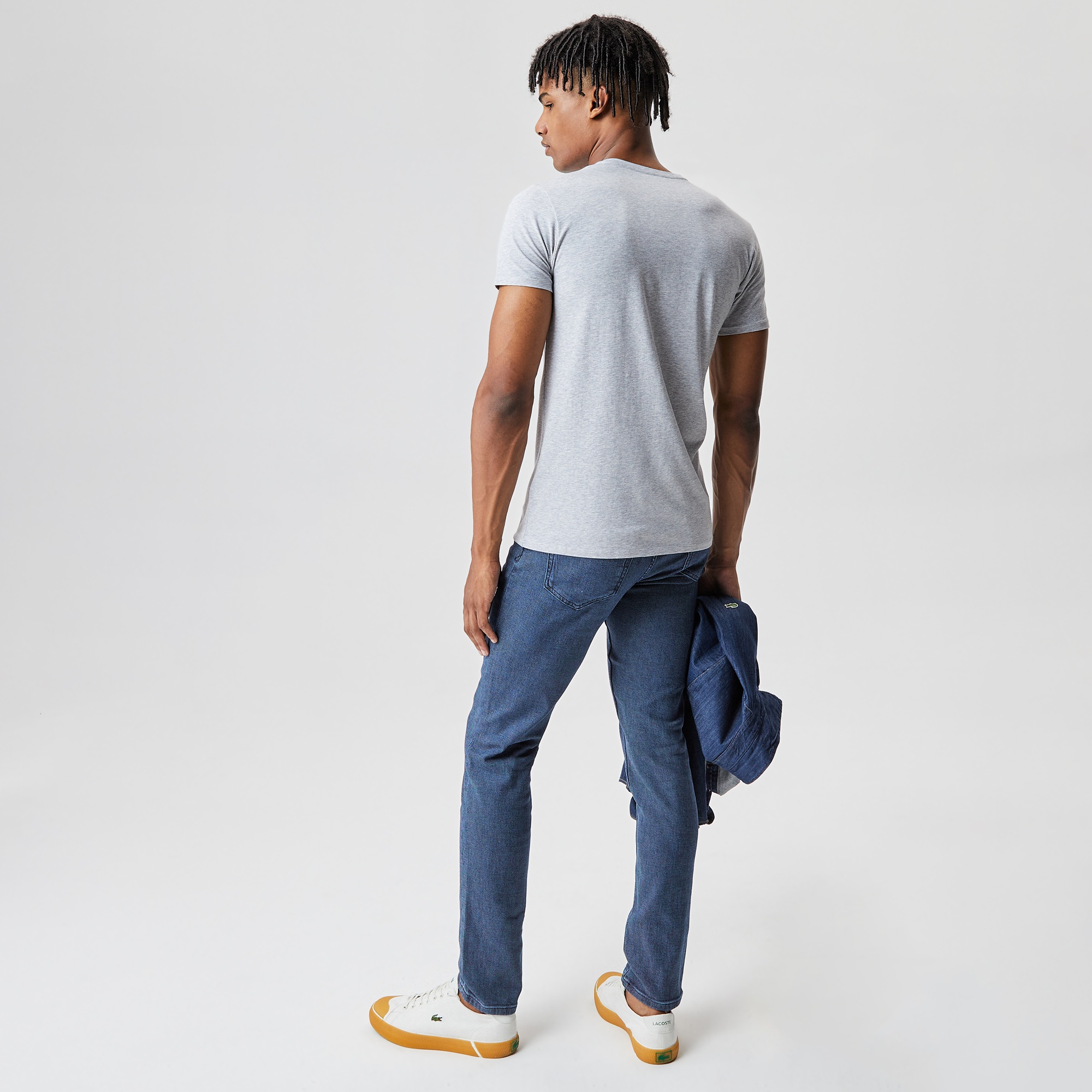 Lacoste Erkek Slim Fit V Yaka Gri T-Shirt