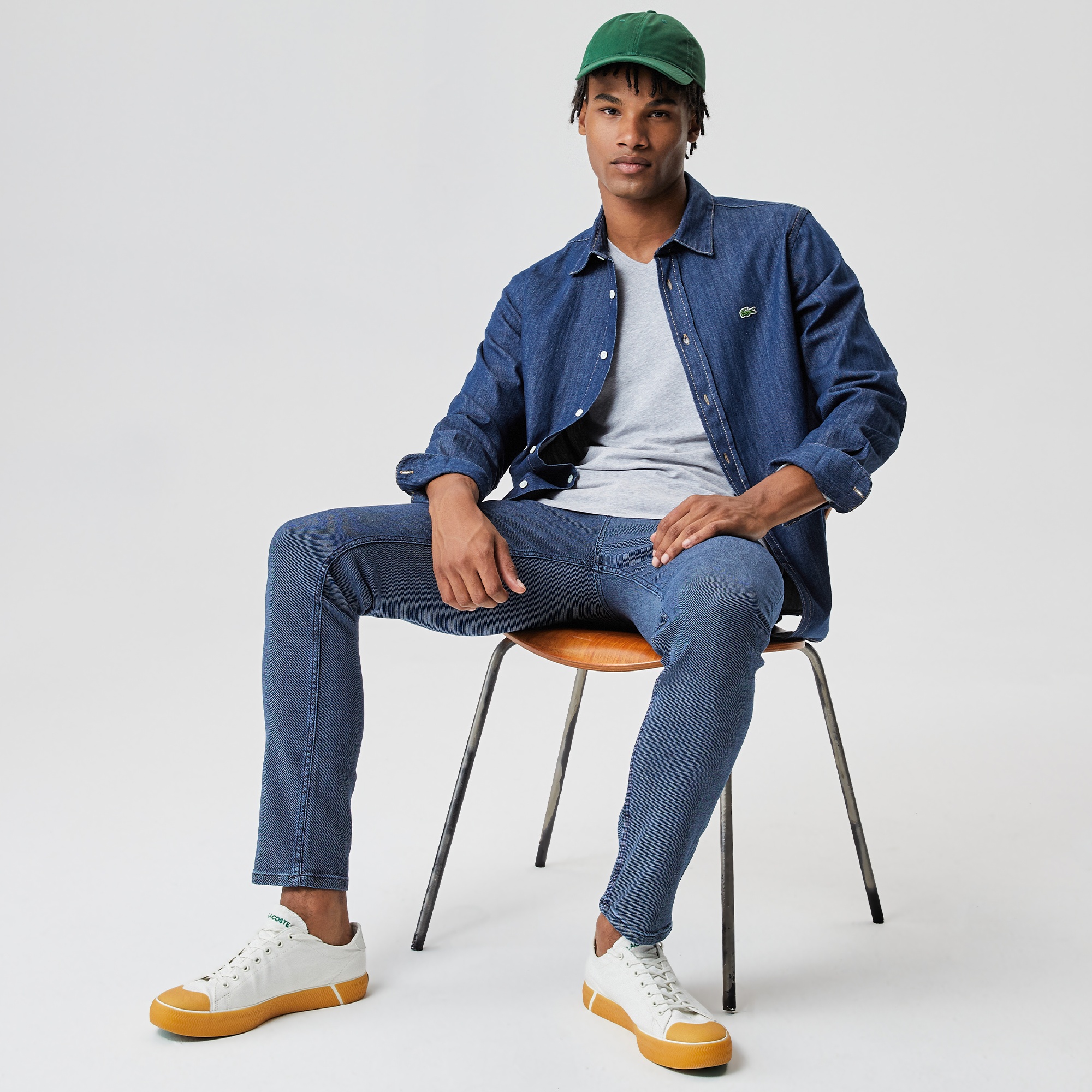 Lacoste Erkek Slim Fit V Yaka Gri T-Shirt