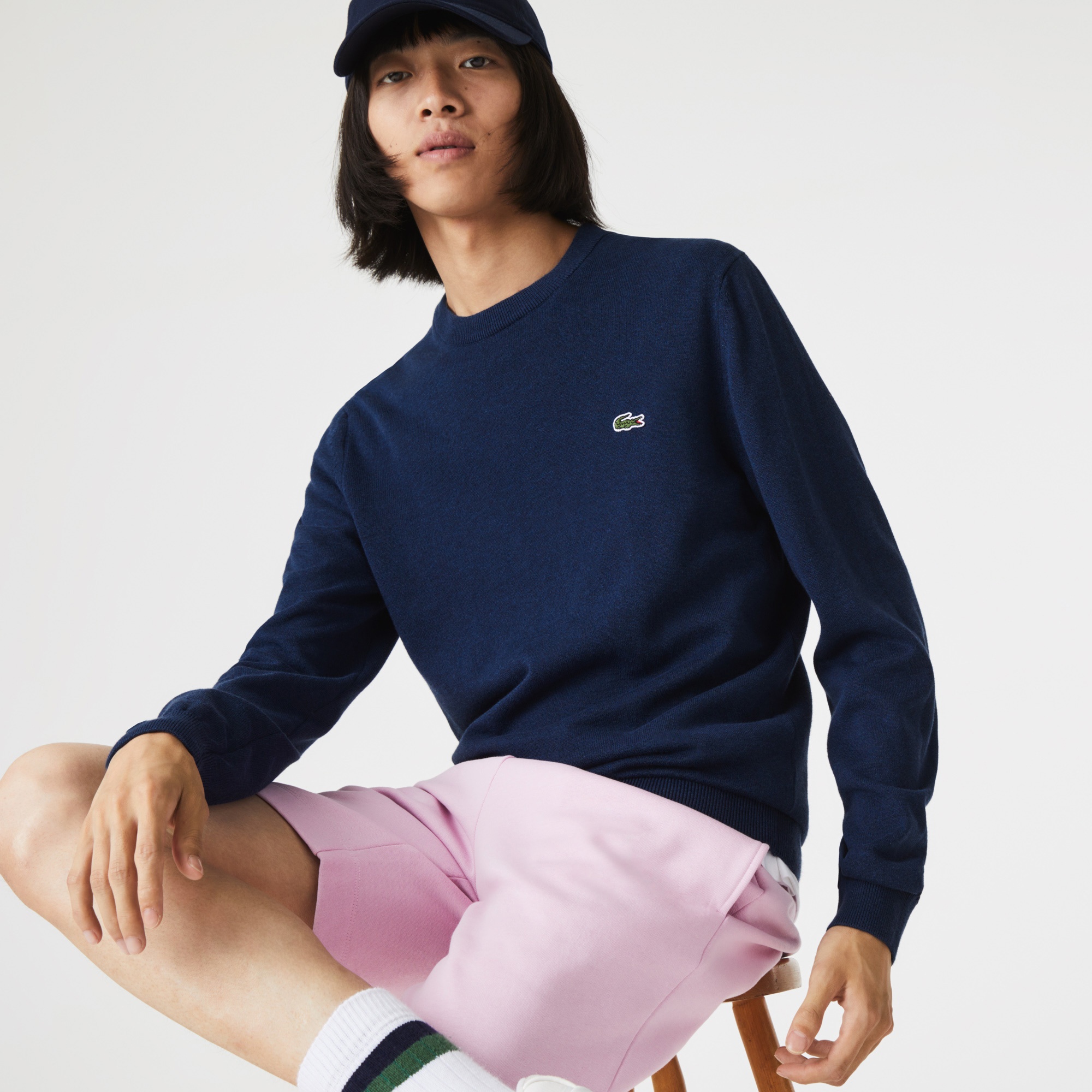 Lacoste Erkek Bisiklet Yaka Organik Pamuk Lacivert Kazak