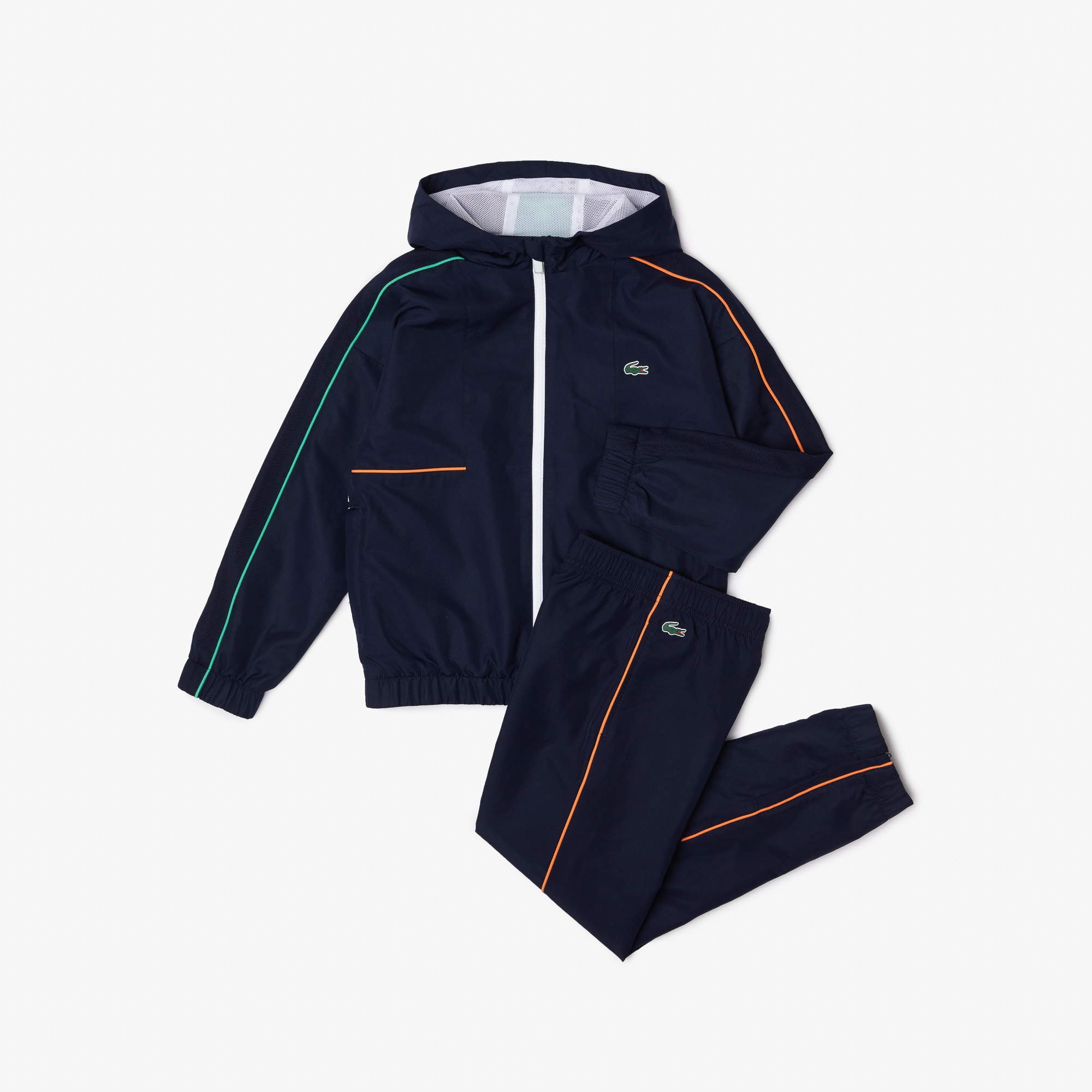 Lacoste SPORT Erkek Çocuk Kapüşonlu Fermuarlı Baskılı Lacivert Eşofman Takımı