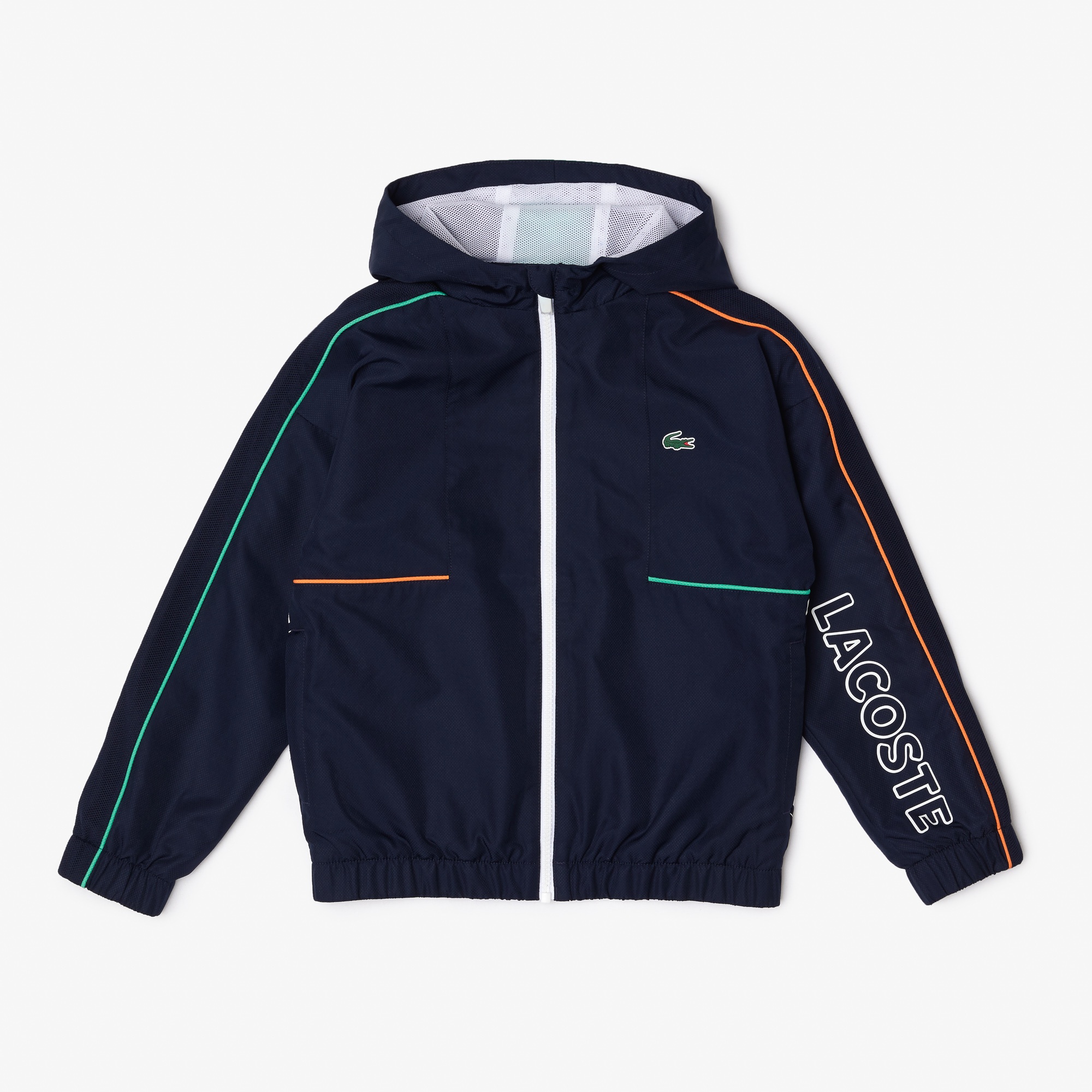 Lacoste SPORT Erkek Çocuk Kapüşonlu Fermuarlı Baskılı Lacivert Eşofman Takımı