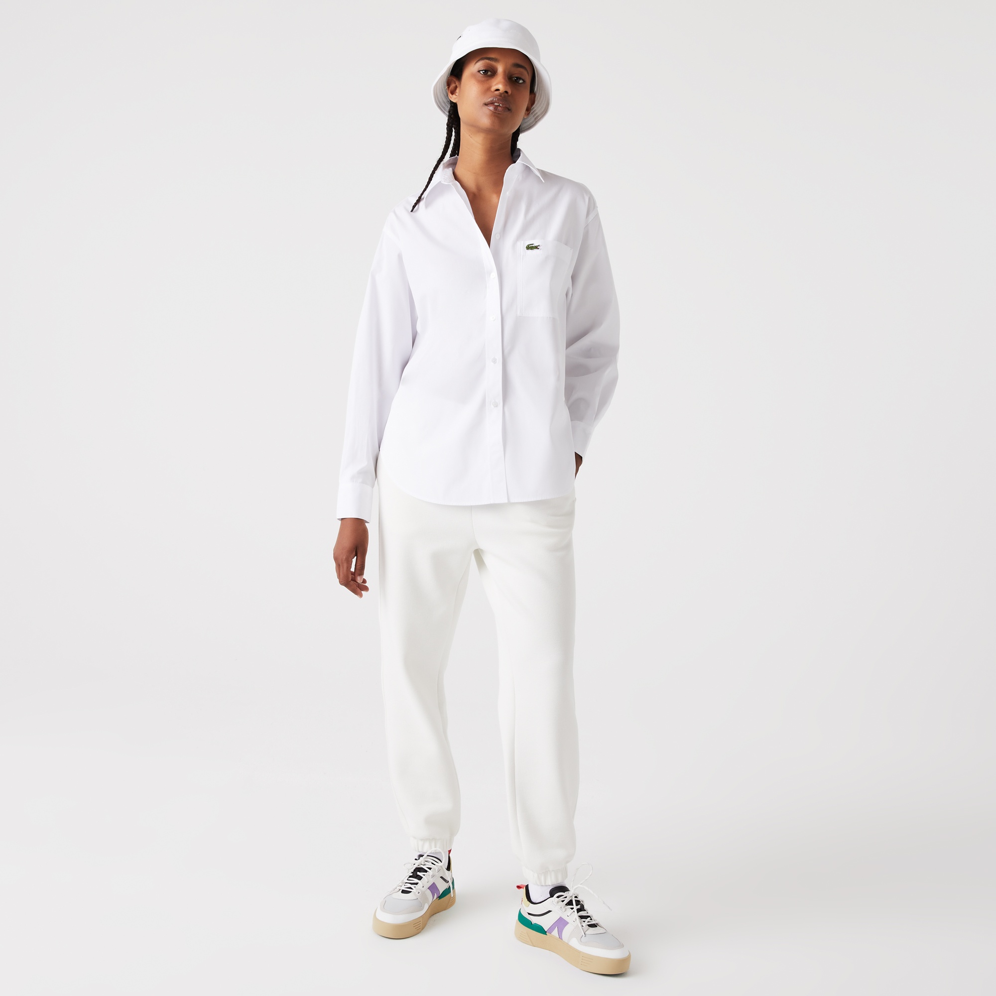 Lacoste Kadın Relaxed Fit Beyaz Gömlek