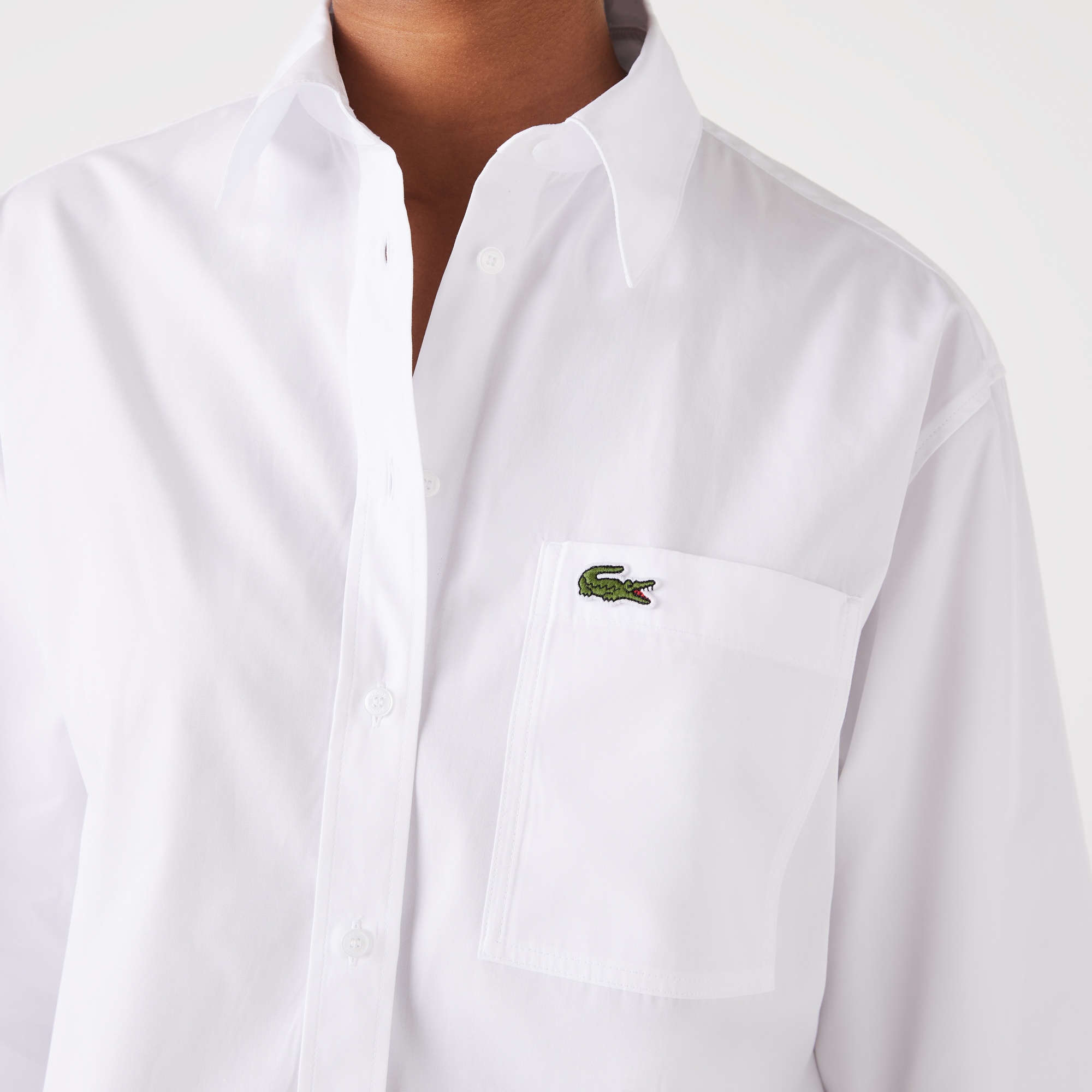 Lacoste Kadın Relaxed Fit Beyaz Gömlek
