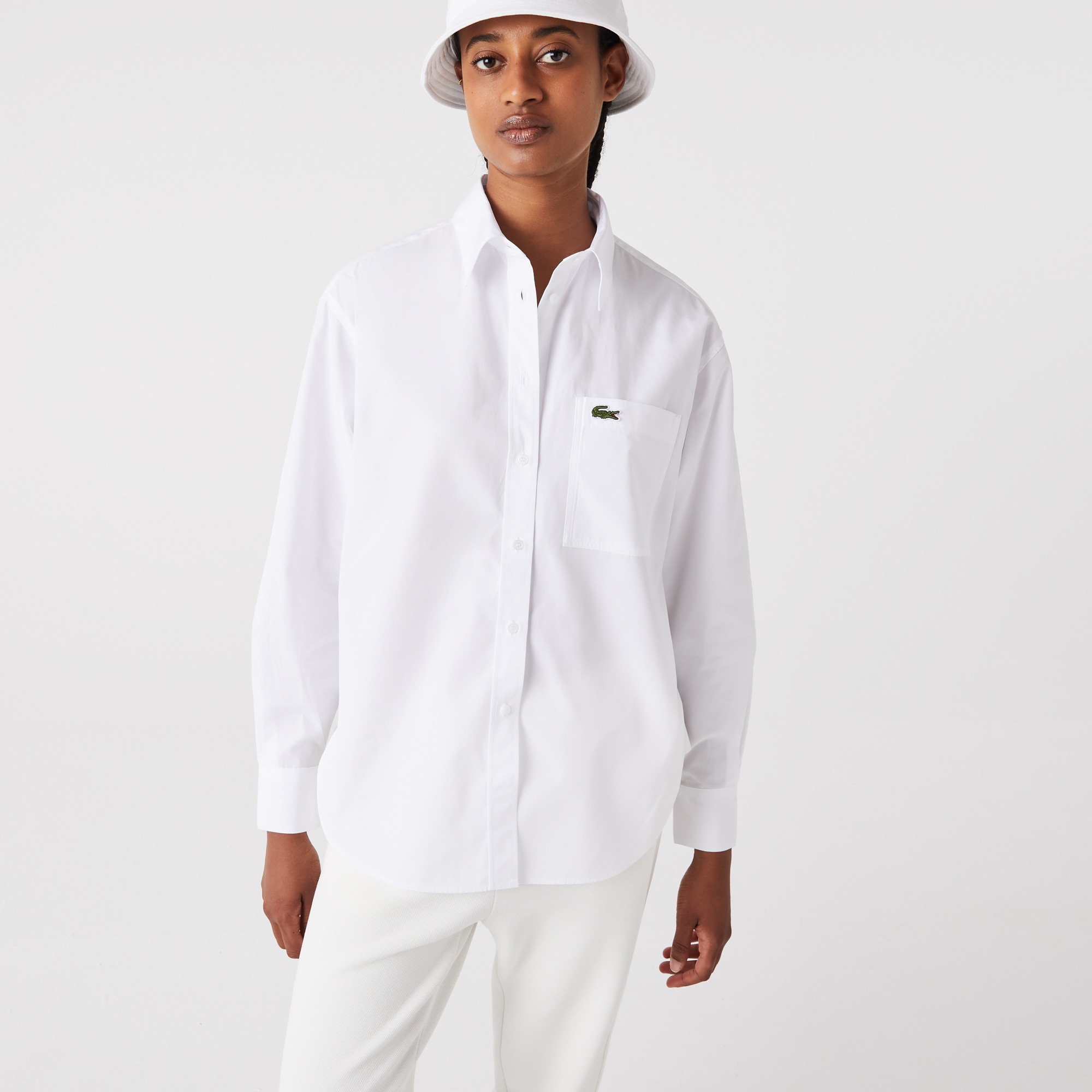 Lacoste Kadın Relaxed Fit Beyaz Gömlek