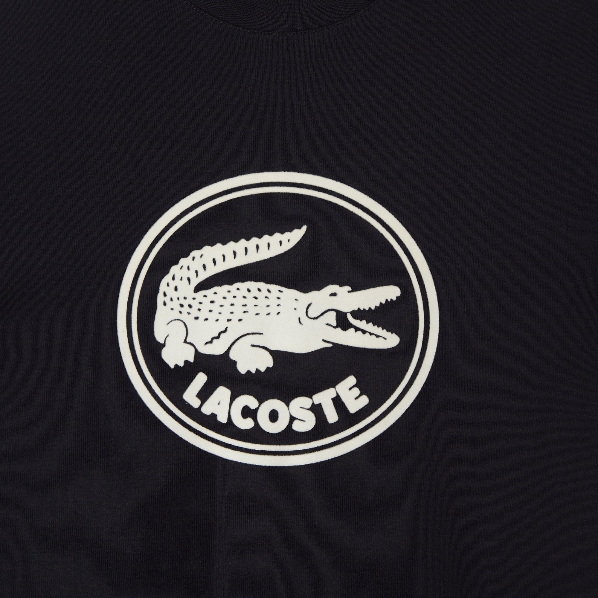 Lacoste Erkek Relaxed Fit Bisiklet Yaka Baskılı Siyah T-Shirt