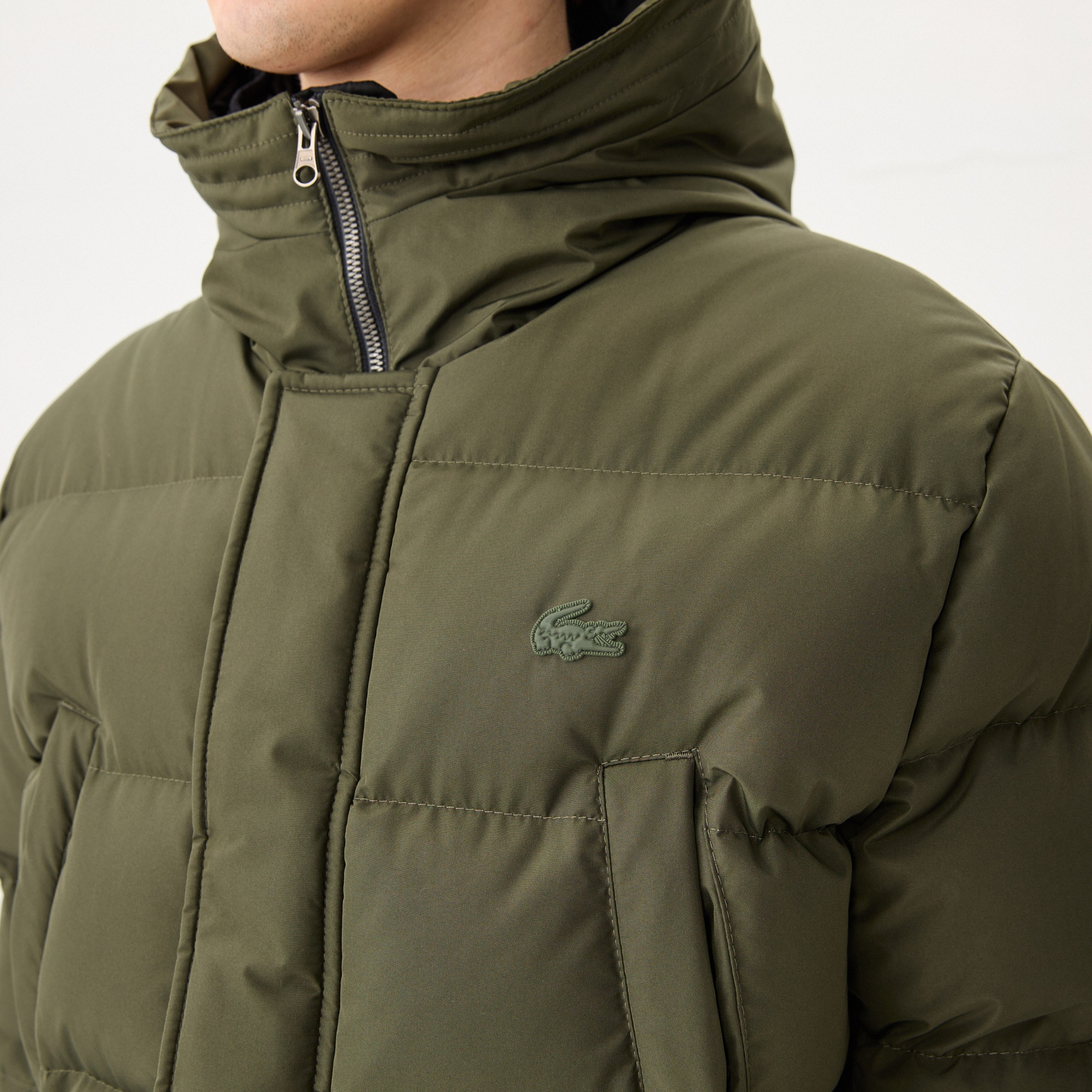 Lacoste Erkek Kapüşonlu Şişme Koyu Yeşil Şişme Mont