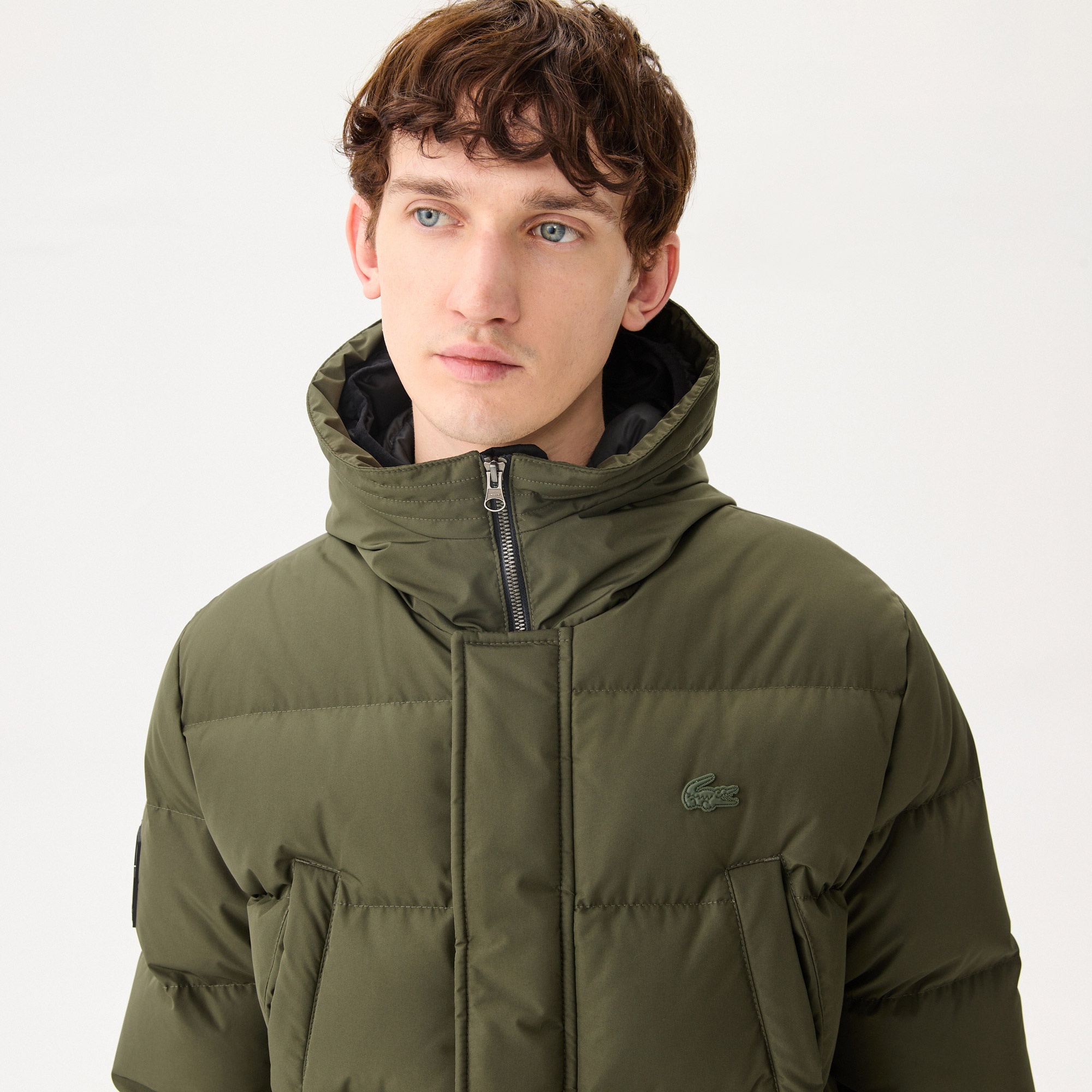 Lacoste Erkek Kapüşonlu Şişme Koyu Yeşil Şişme Mont