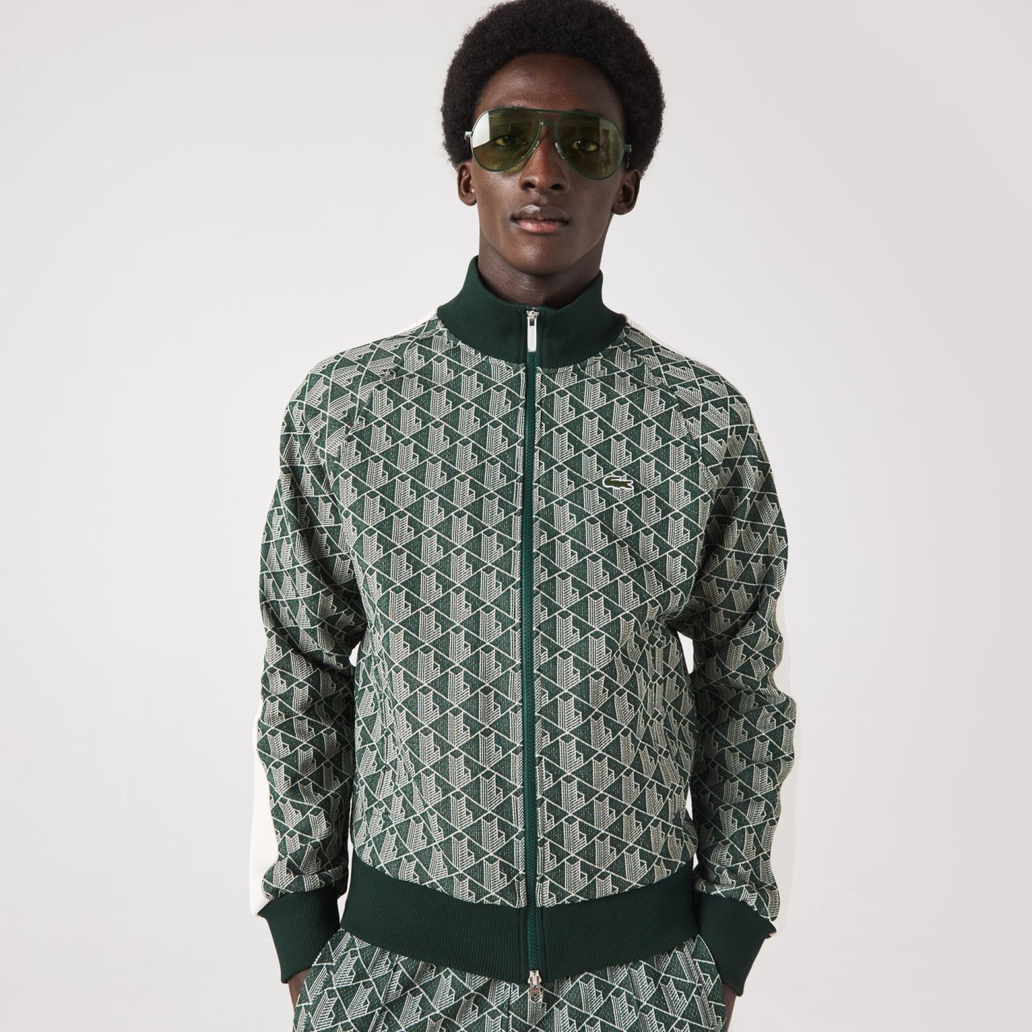 Lacoste Erkek Regular Fit Fermuarlı Monogram Yeşil Sweatshirt