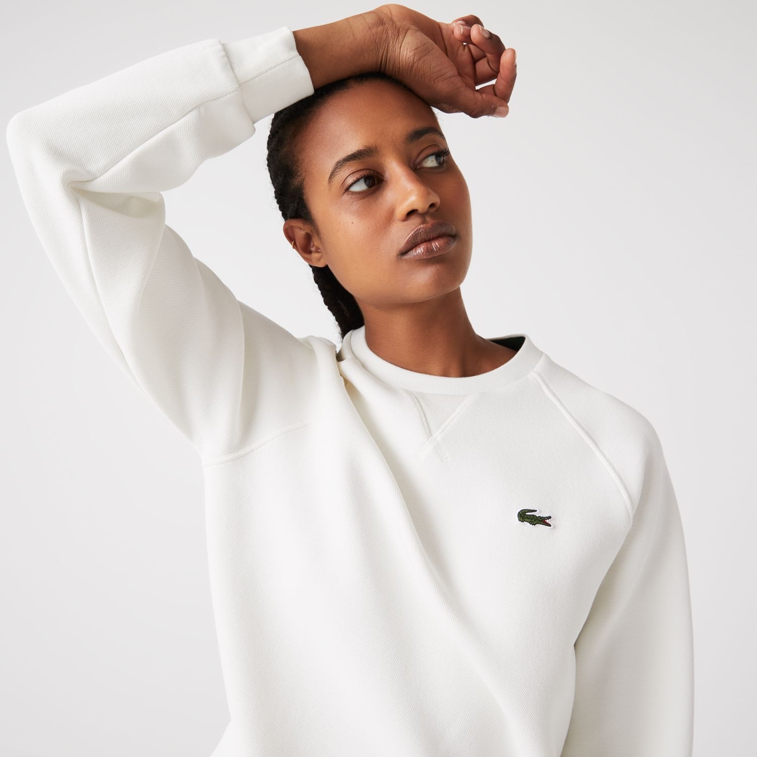 Lacoste Kadın Regular Fit Bisiklet Yaka Beyaz Sweatshirt