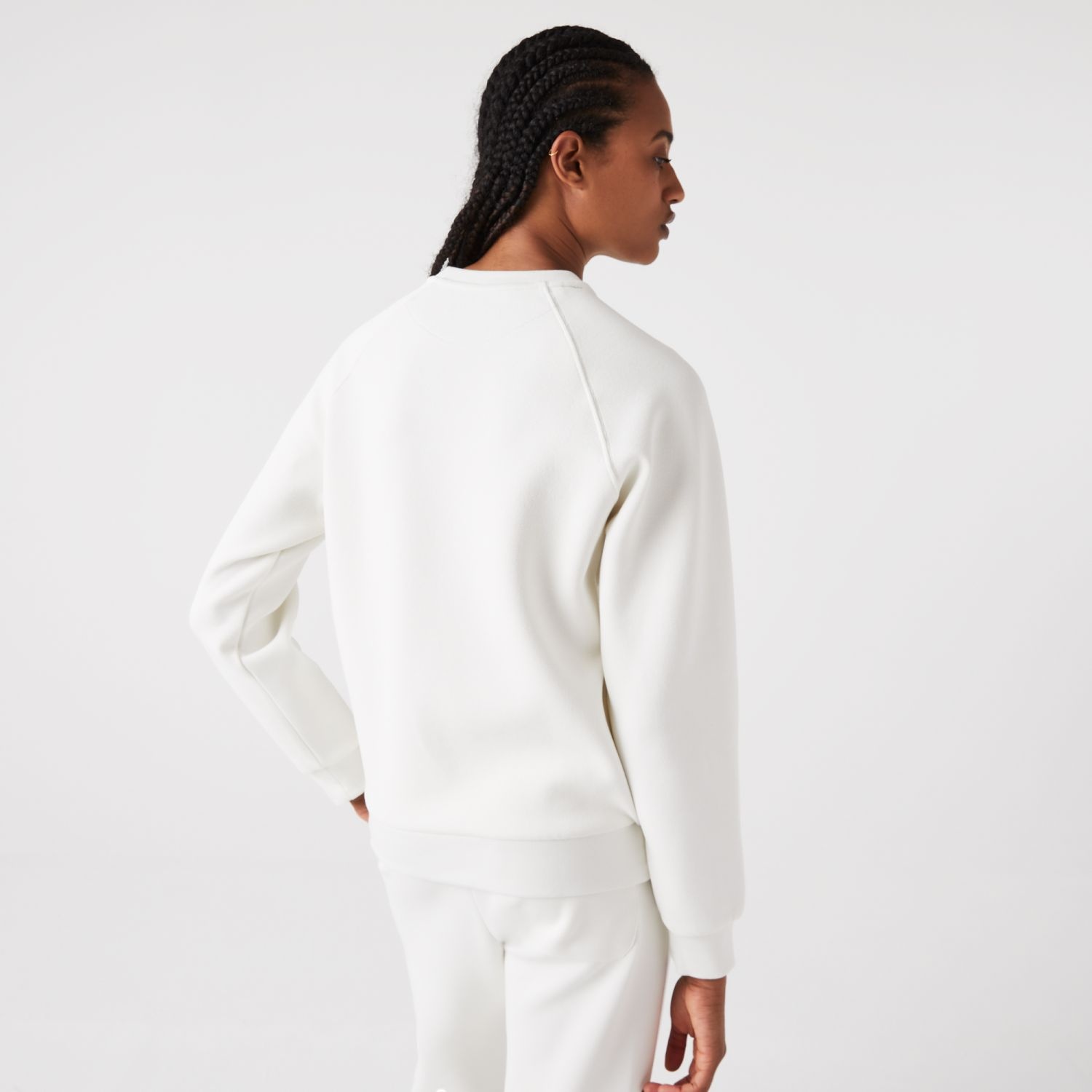 Lacoste Kadın Regular Fit Bisiklet Yaka Beyaz Sweatshirt SF7073