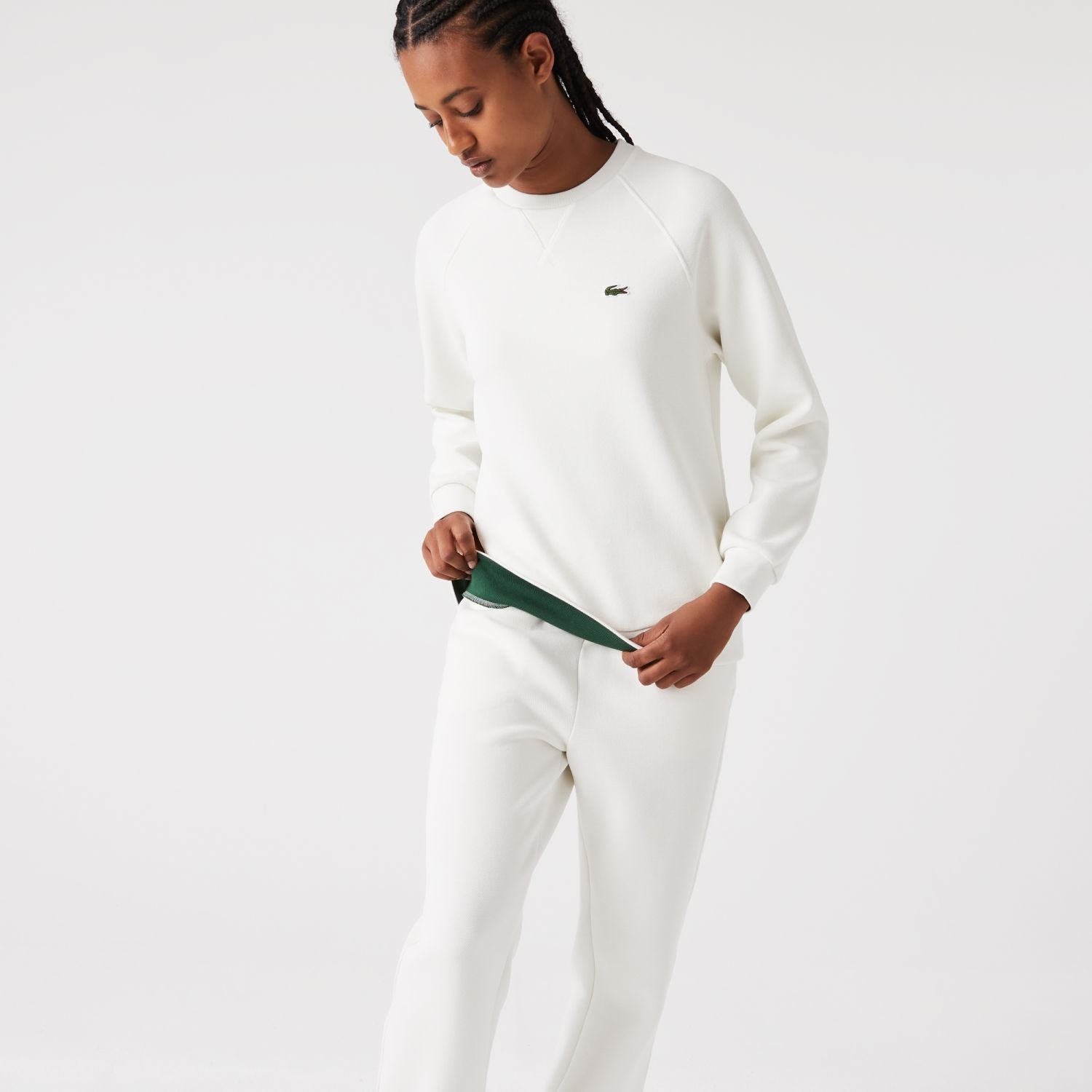 Lacoste Kadın Regular Fit Bisiklet Yaka Beyaz Sweatshirt