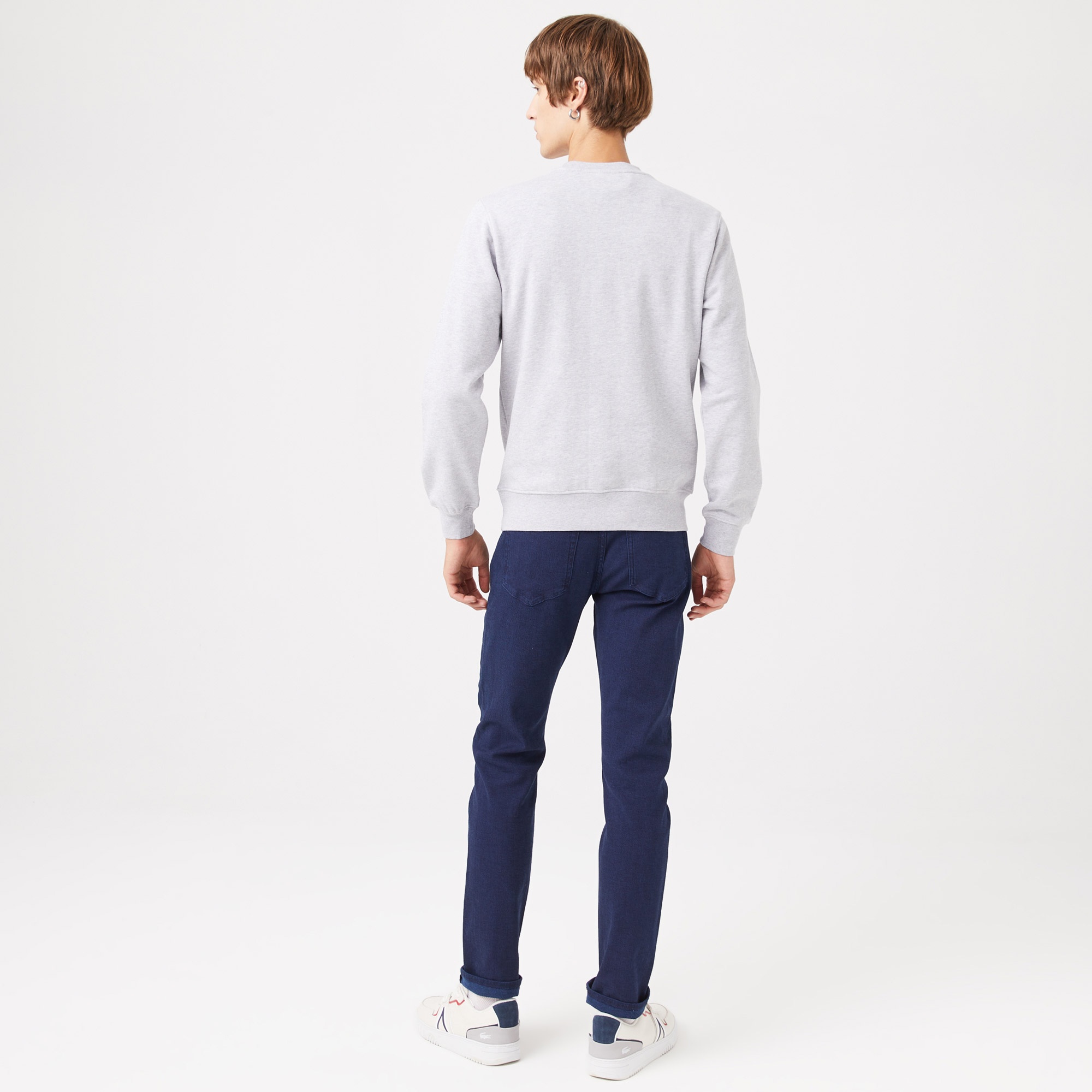 Lacoste Erkek Classic Fit Bisiklet Yaka Baskılı Gri Sweatshirt