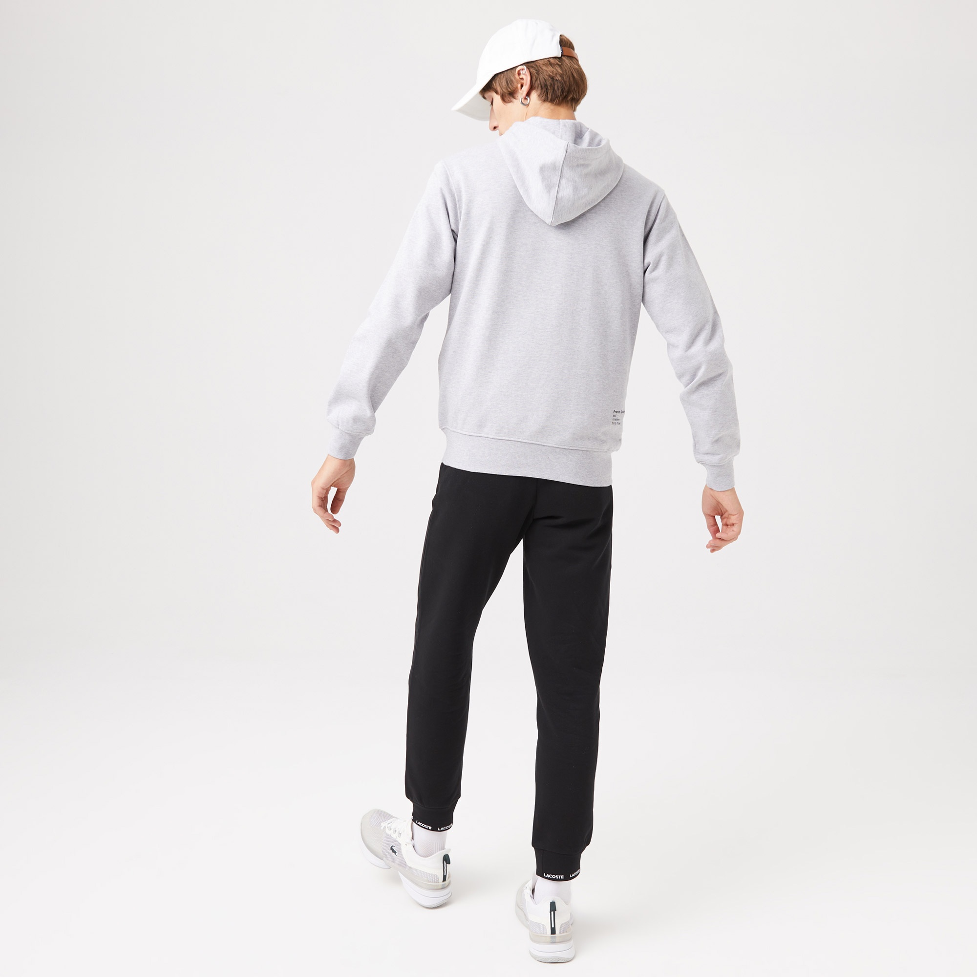 Lacoste Erkek Classic Fit Ayarlanabilir Kapüşonlu Baskılı Gri Sweatshirt