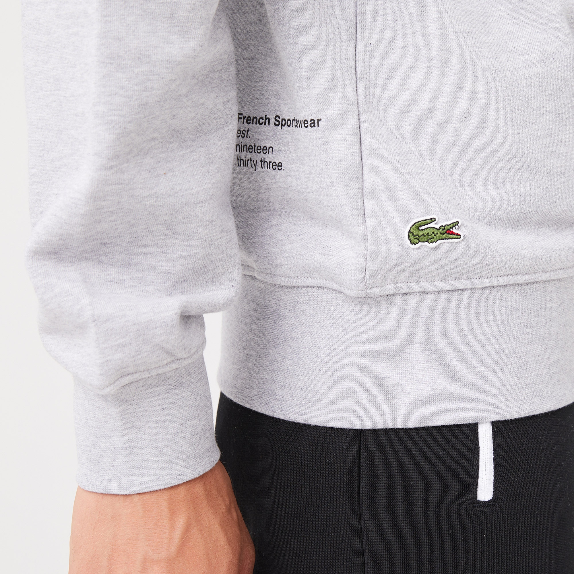 Lacoste Erkek Classic Fit Ayarlanabilir Kapüşonlu Baskılı Gri Sweatshirt