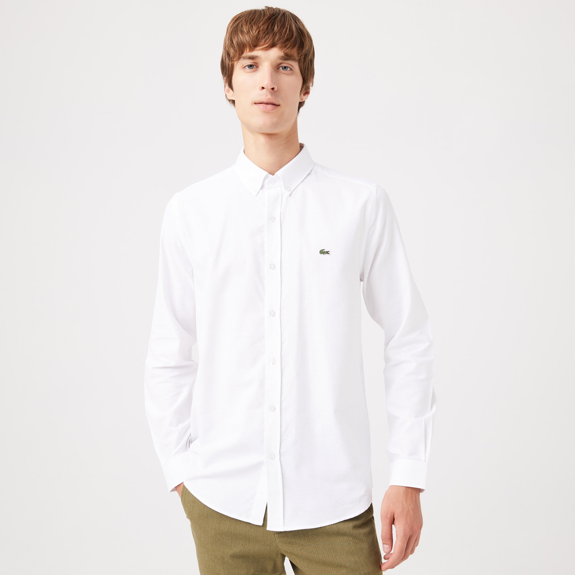 Lacoste Erkek Slim Fit Beyaz Gömlek