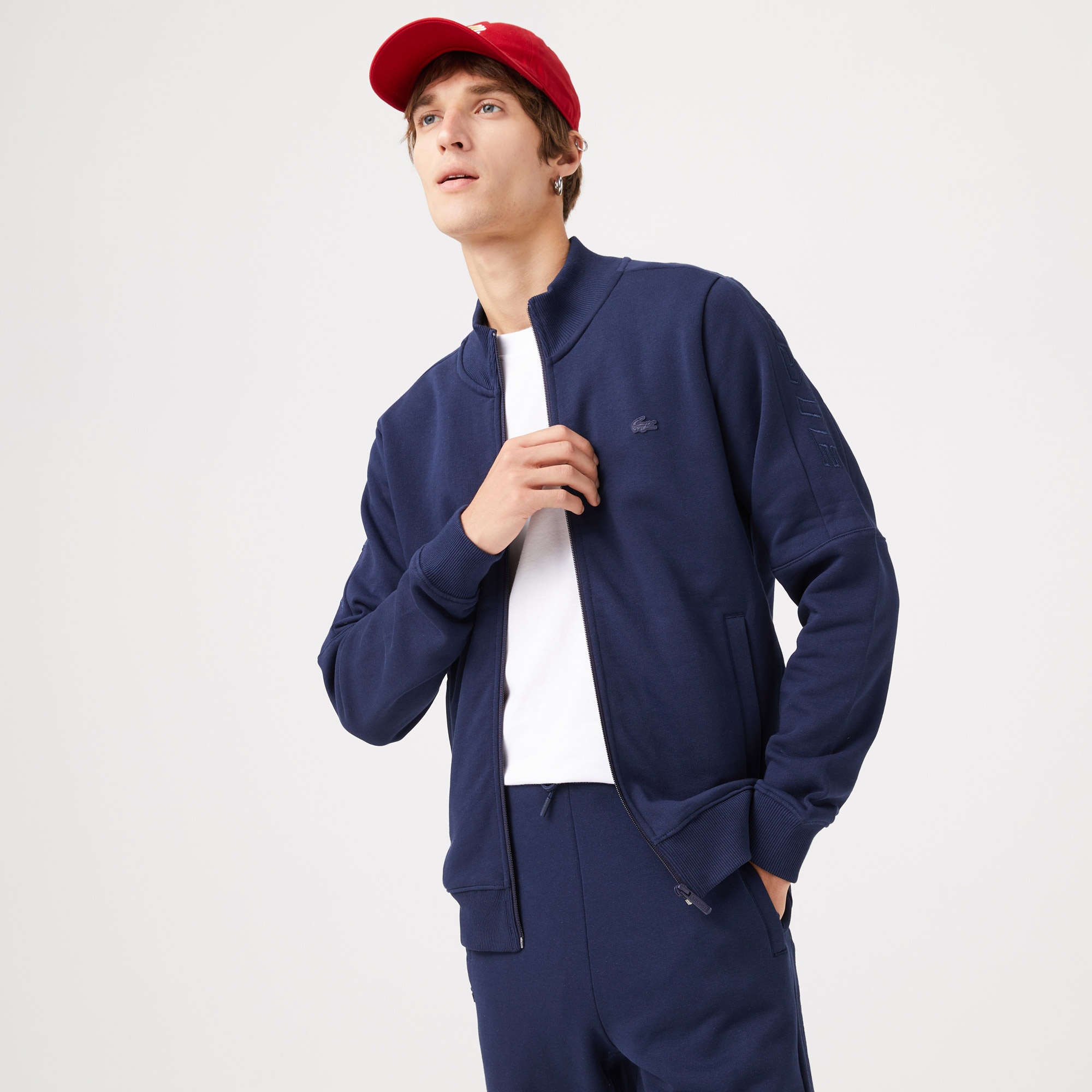Lacoste Erkek Slim Fit Dik Yaka Fermuarlı Lacivert Sweatshirt