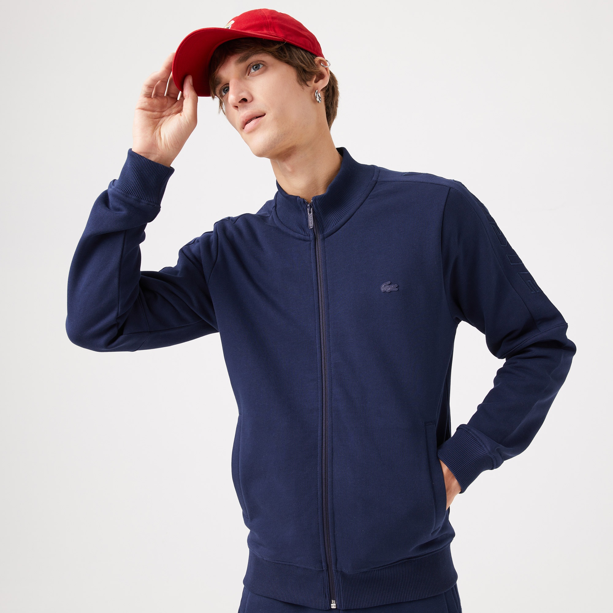 Lacoste Erkek Slim Fit Dik Yaka Fermuarlı Lacivert Sweatshirt