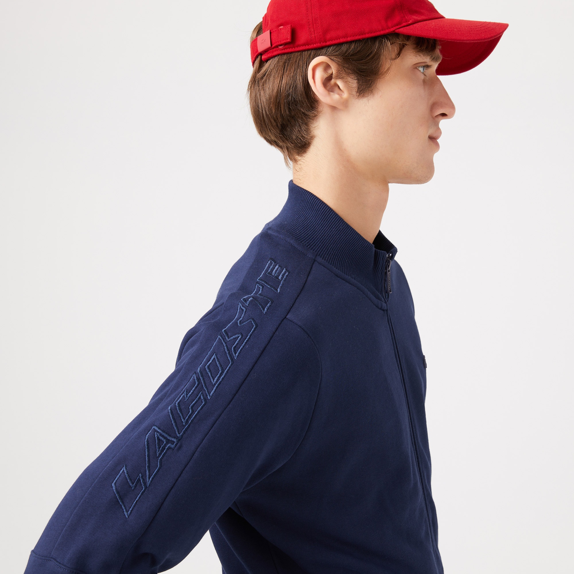 Lacoste Erkek Slim Fit Dik Yaka Fermuarlı Lacivert Sweatshirt
