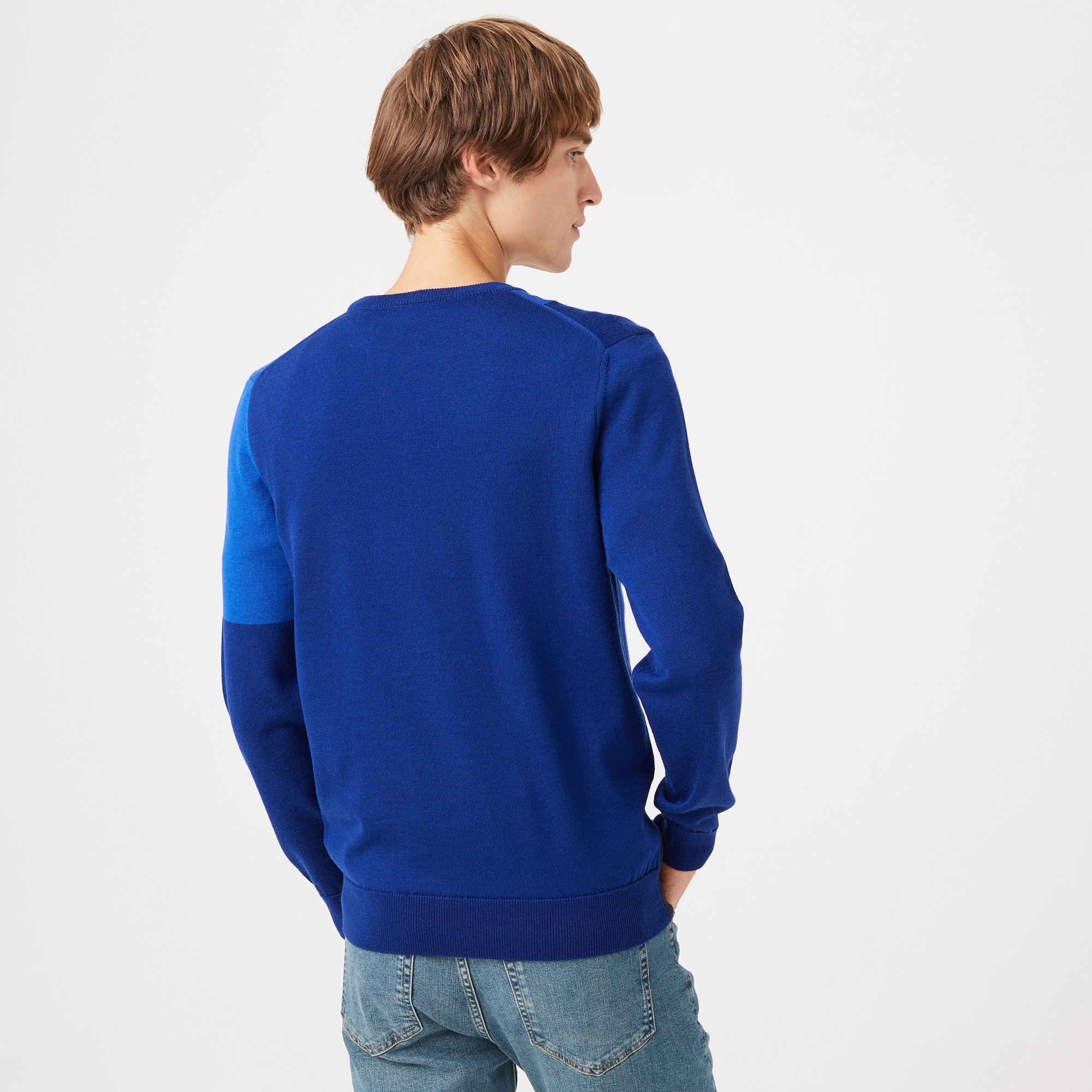 Lacoste Erkek Bisiklet Yaka Renk Bloklu Yün Mavi Kazak