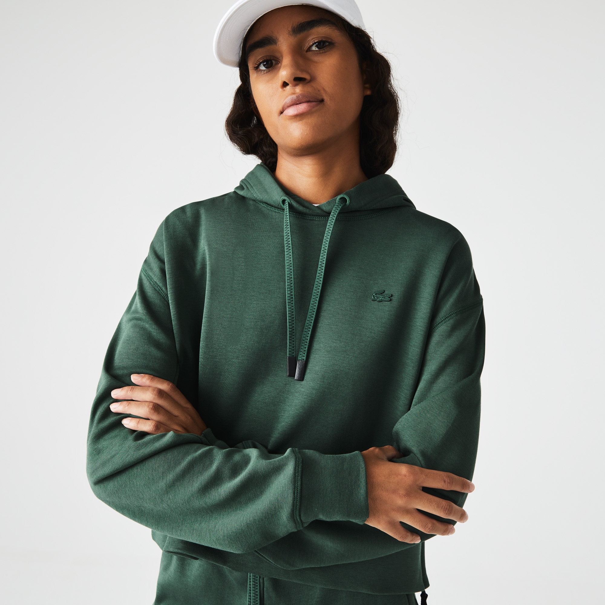 Lacoste Active Kadın Relaxed Fit Kapüşonlu Yeşil Sweatshirt SF0281