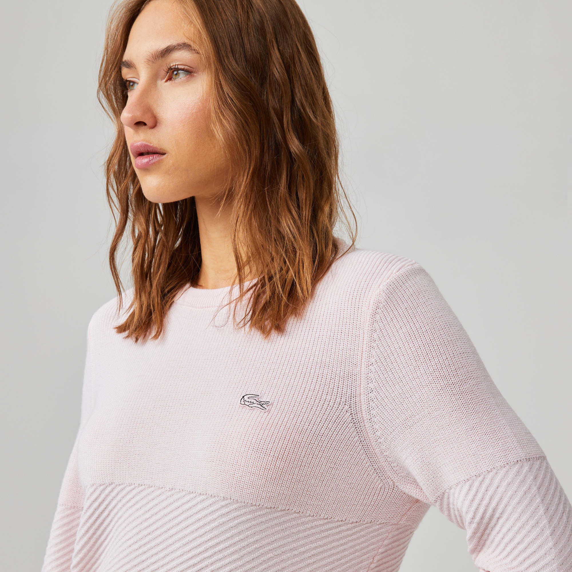 Lacoste Kadın Bisiklet Yaka Yün Pembe Kazak