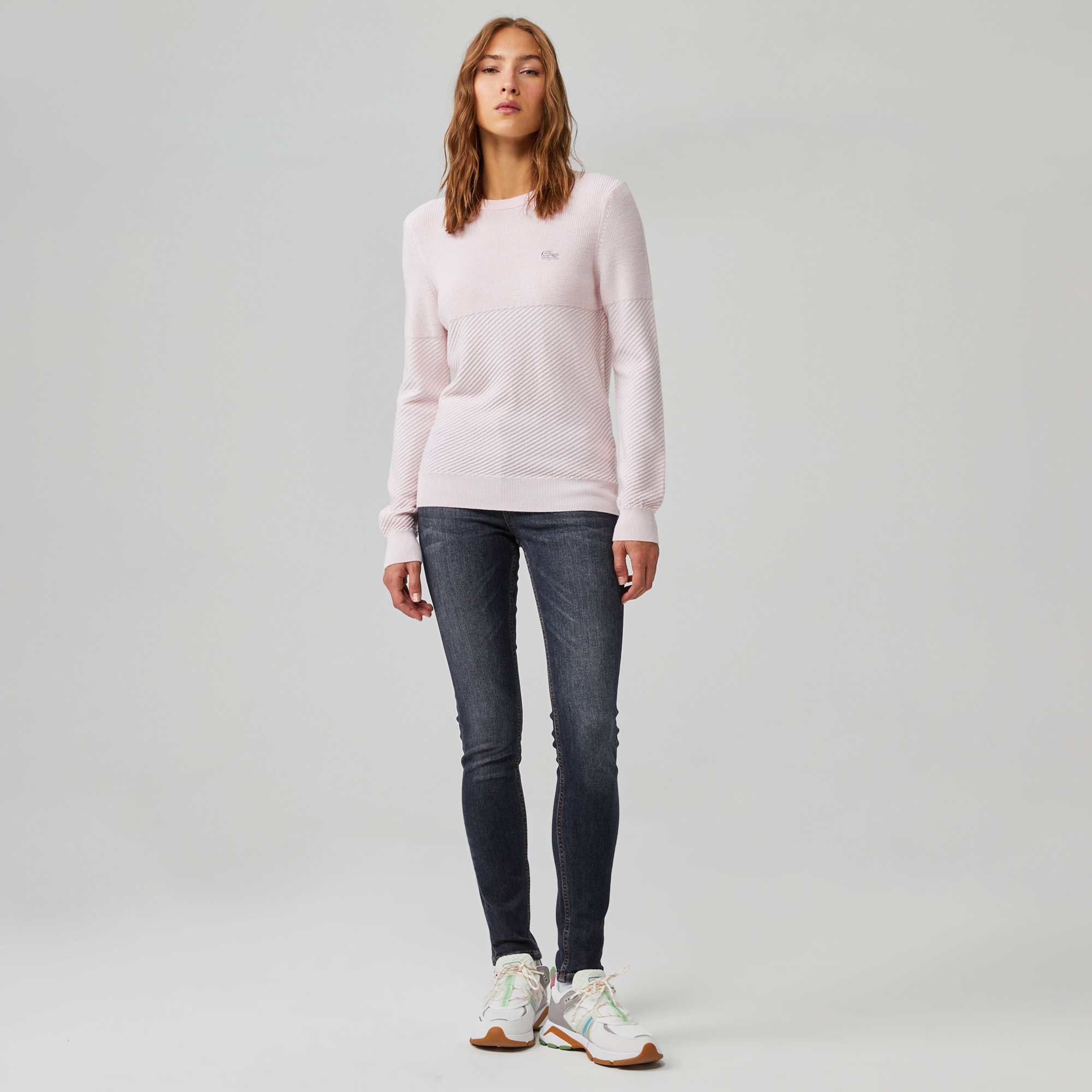 Lacoste Kadın Bisiklet Yaka Yün Pembe Kazak