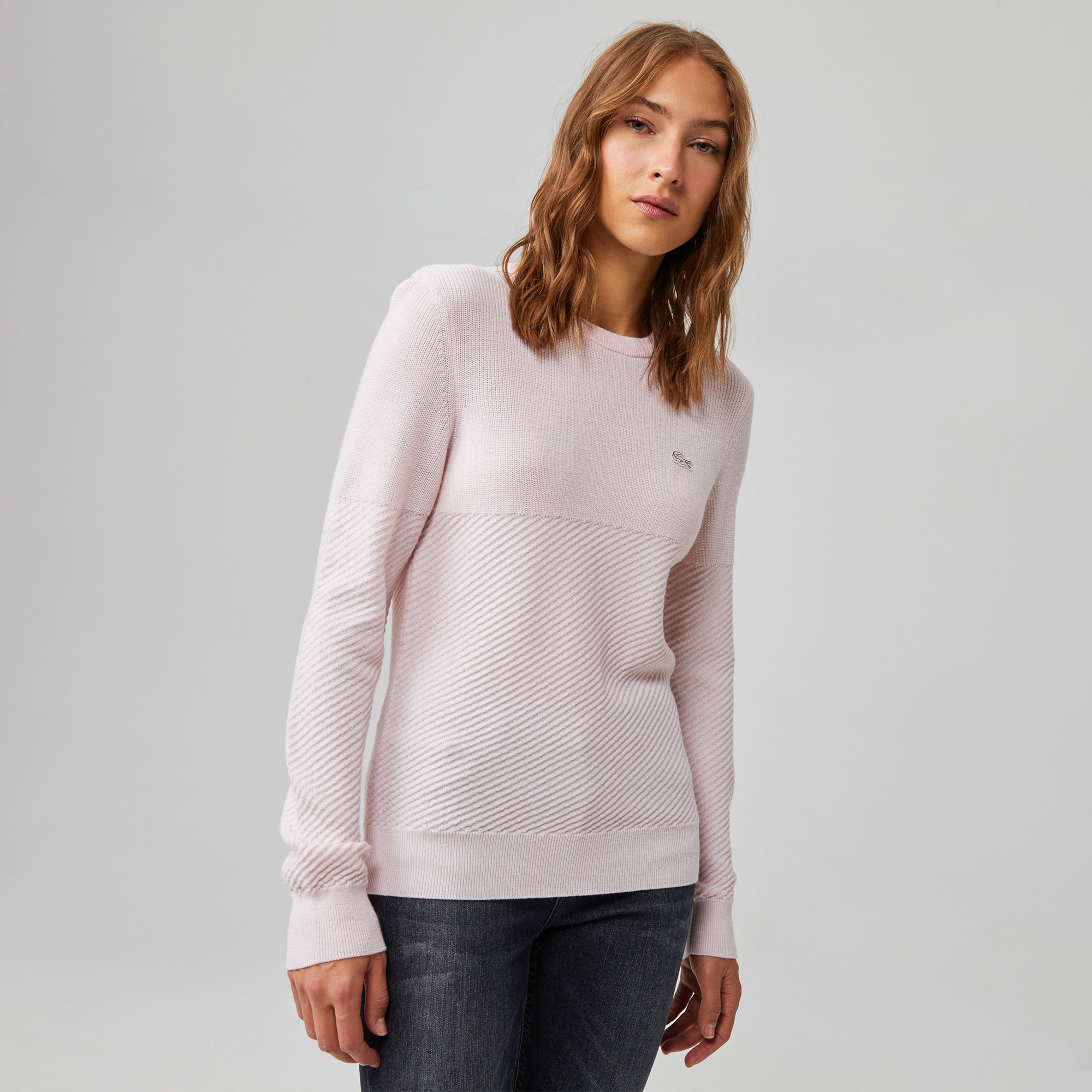 Lacoste Kadın Bisiklet Yaka Yün Pembe Kazak