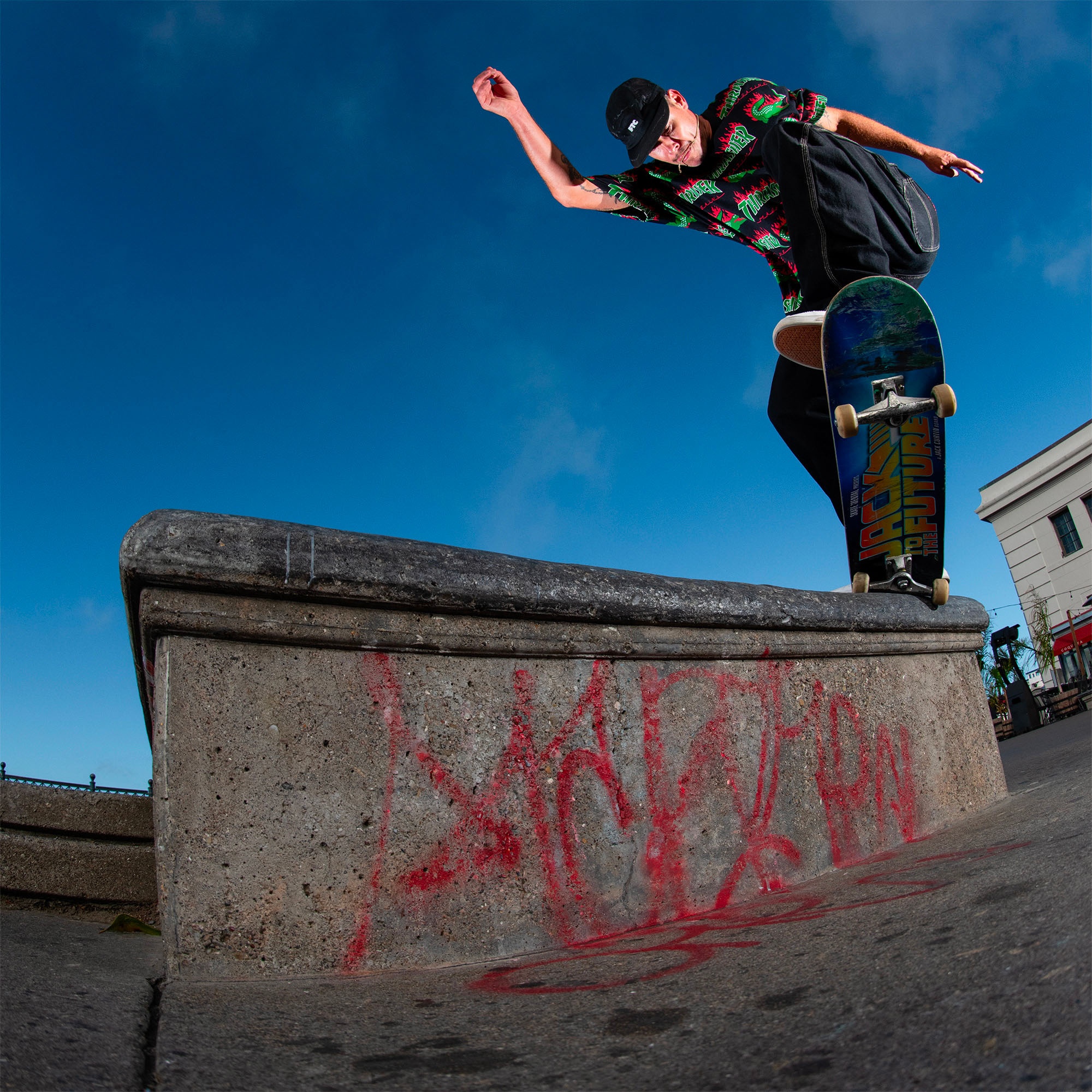 Lacoste X Trasher Unisex Baskılı Siyah T-shirt