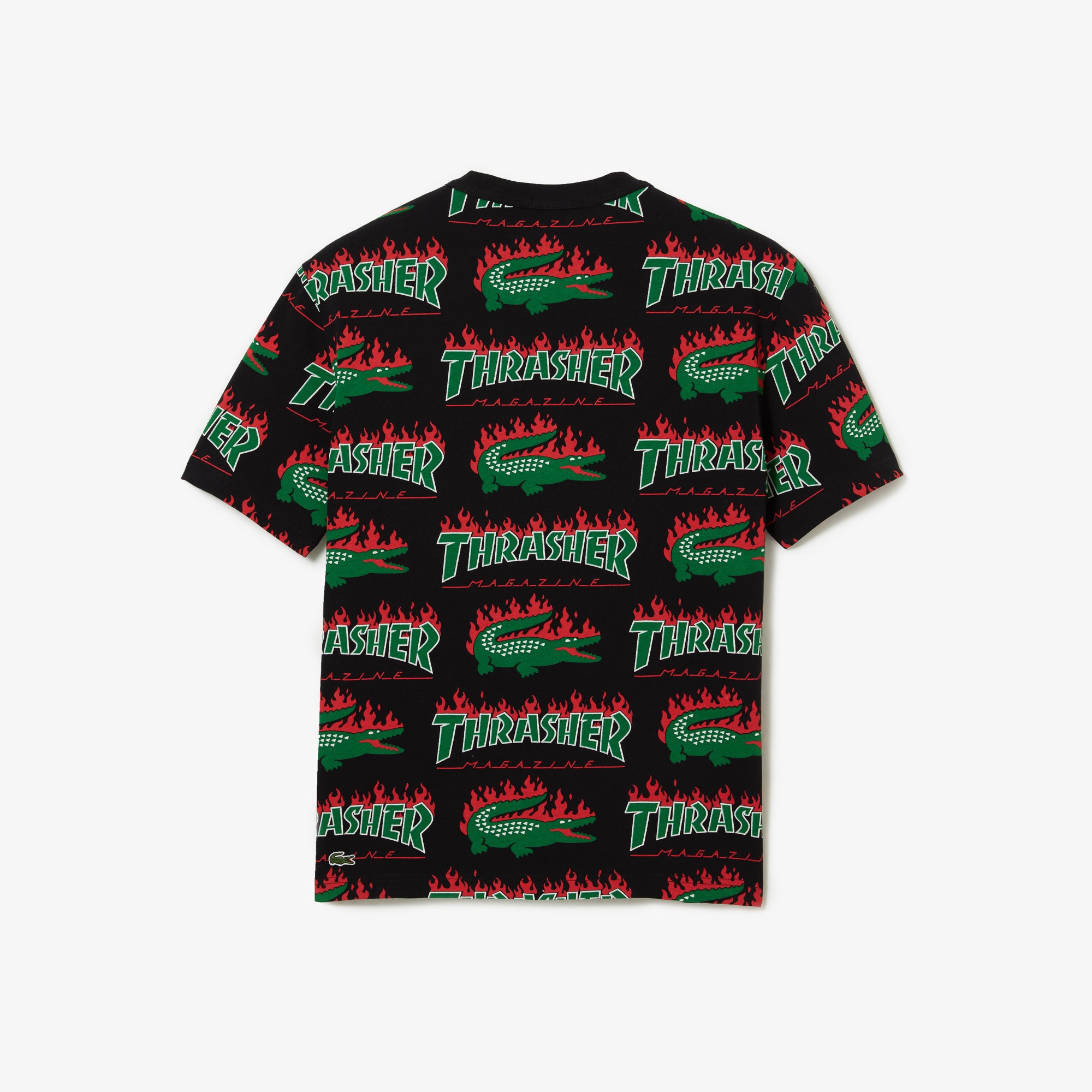 Lacoste X Trasher Unisex Baskılı Siyah T-shirt