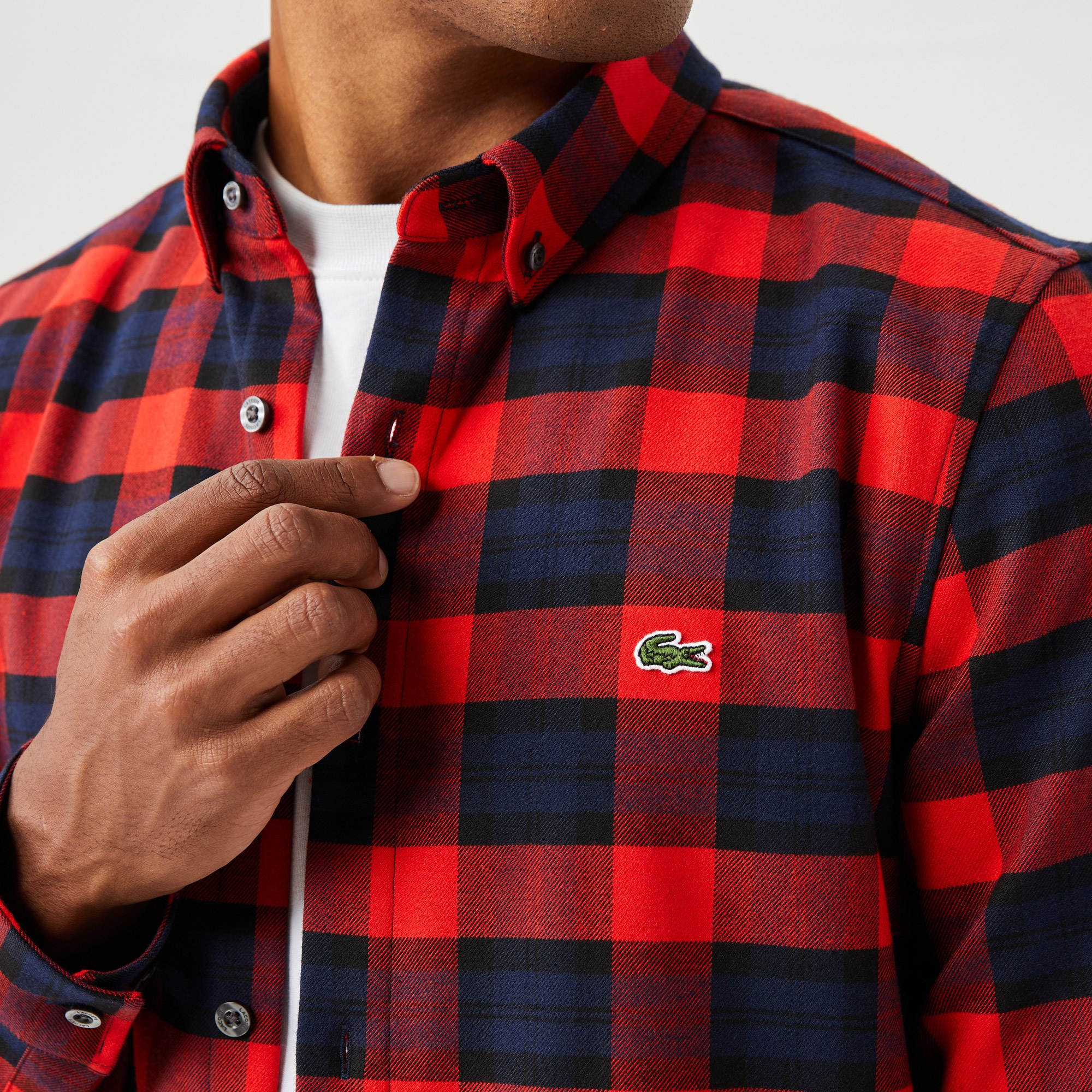 Lacoste Erkek Slim Fit Ekose Bordo Gömlek