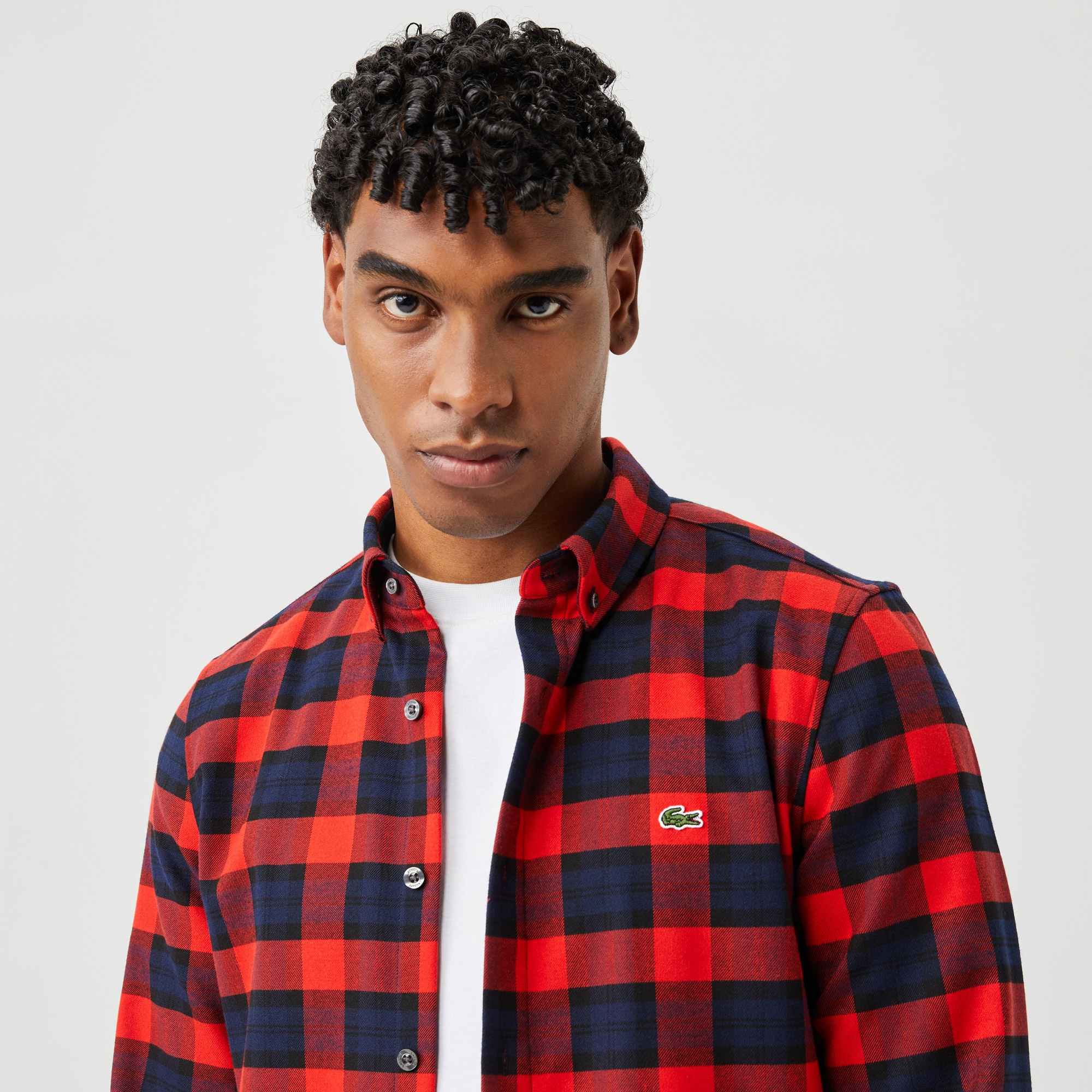 Lacoste Erkek Slim Fit Ekose Bordo Gömlek