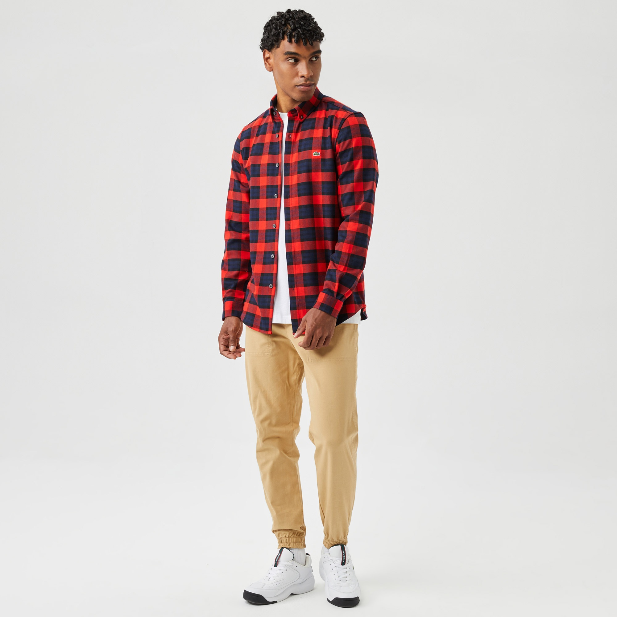 Lacoste Erkek Slim Fit Ekose Bordo Gömlek