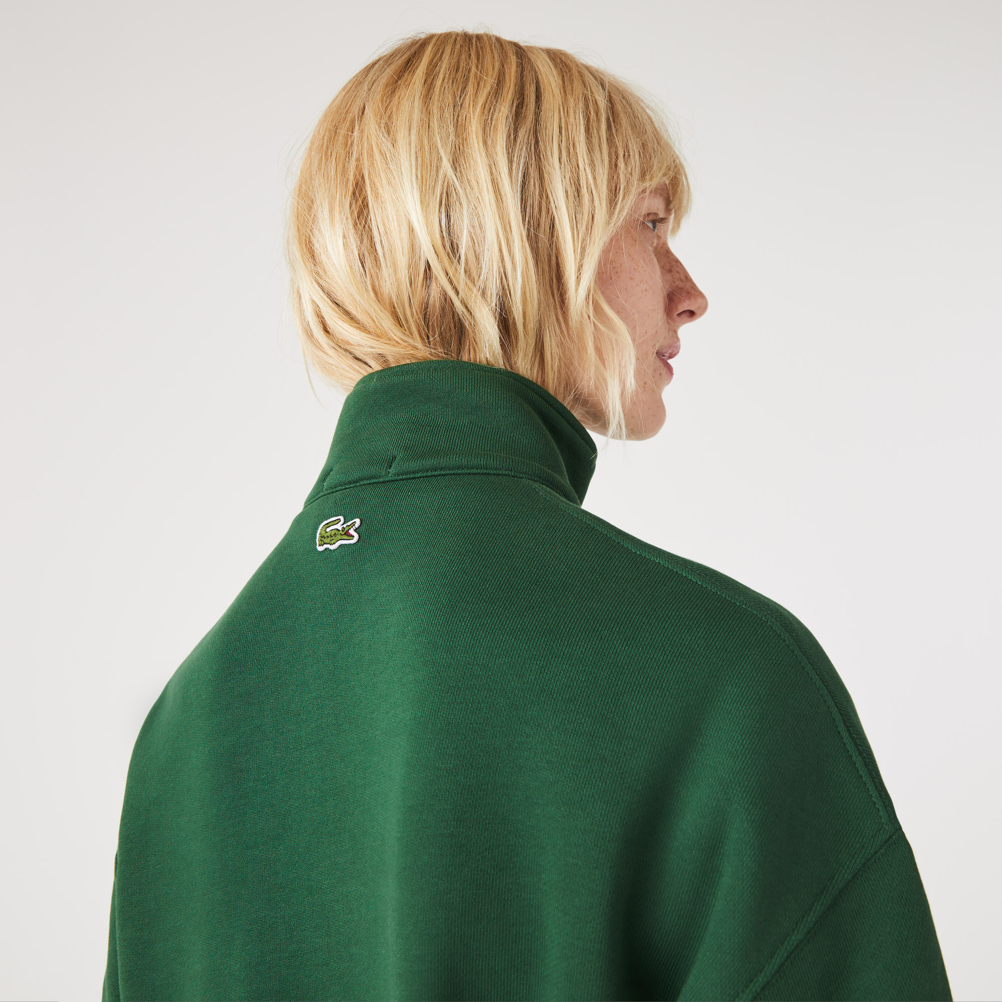 Lacoste Unisex Loose Fit Dik Yaka Organik Pamuk Yeşil Sweatshirt