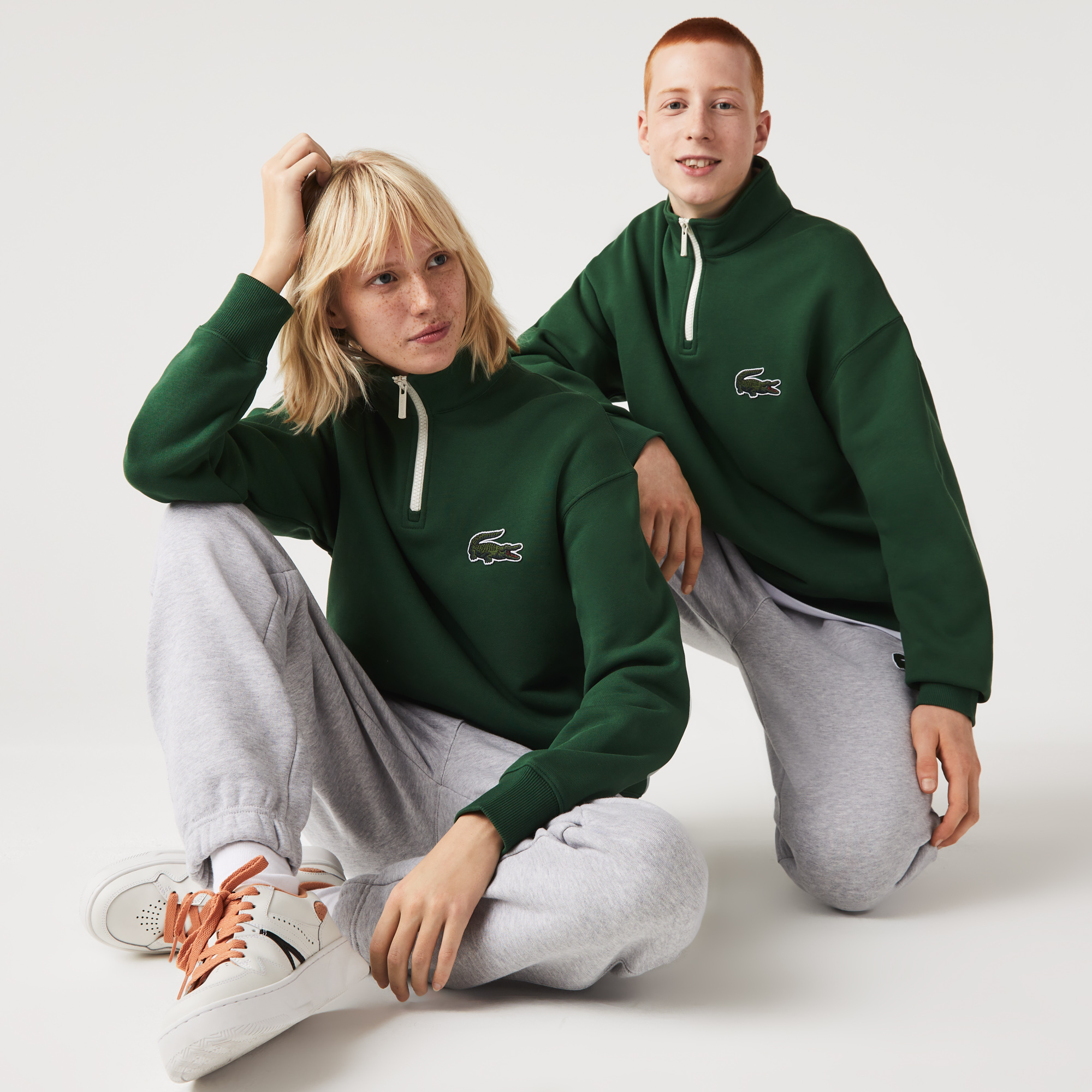 Lacoste Unisex Loose Fit Dik Yaka Organik Pamuk Yeşil Sweatshirt